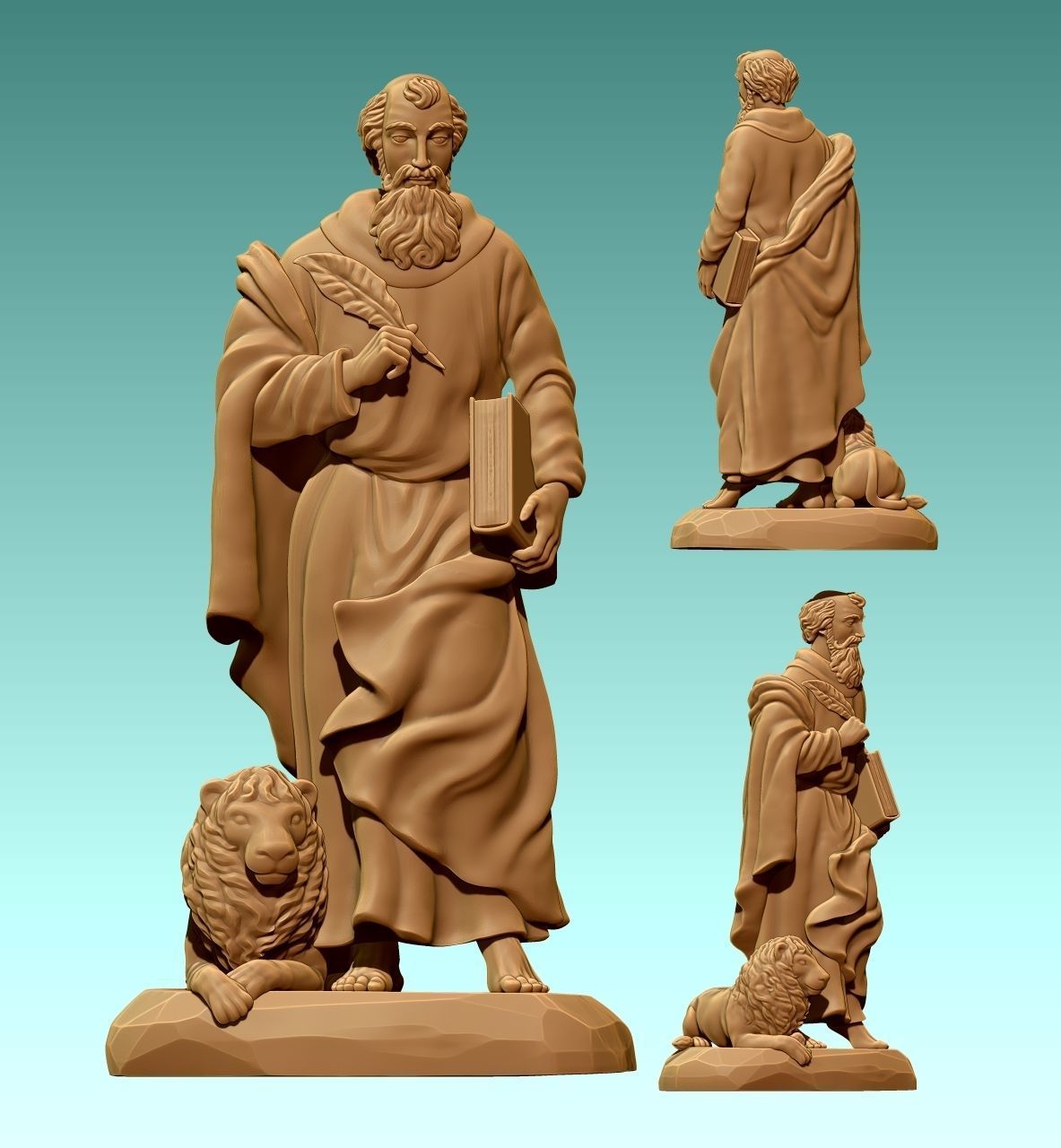 Mark-Marcus-Marcos-Evangelist - CNC Router Carving 3D print model_17