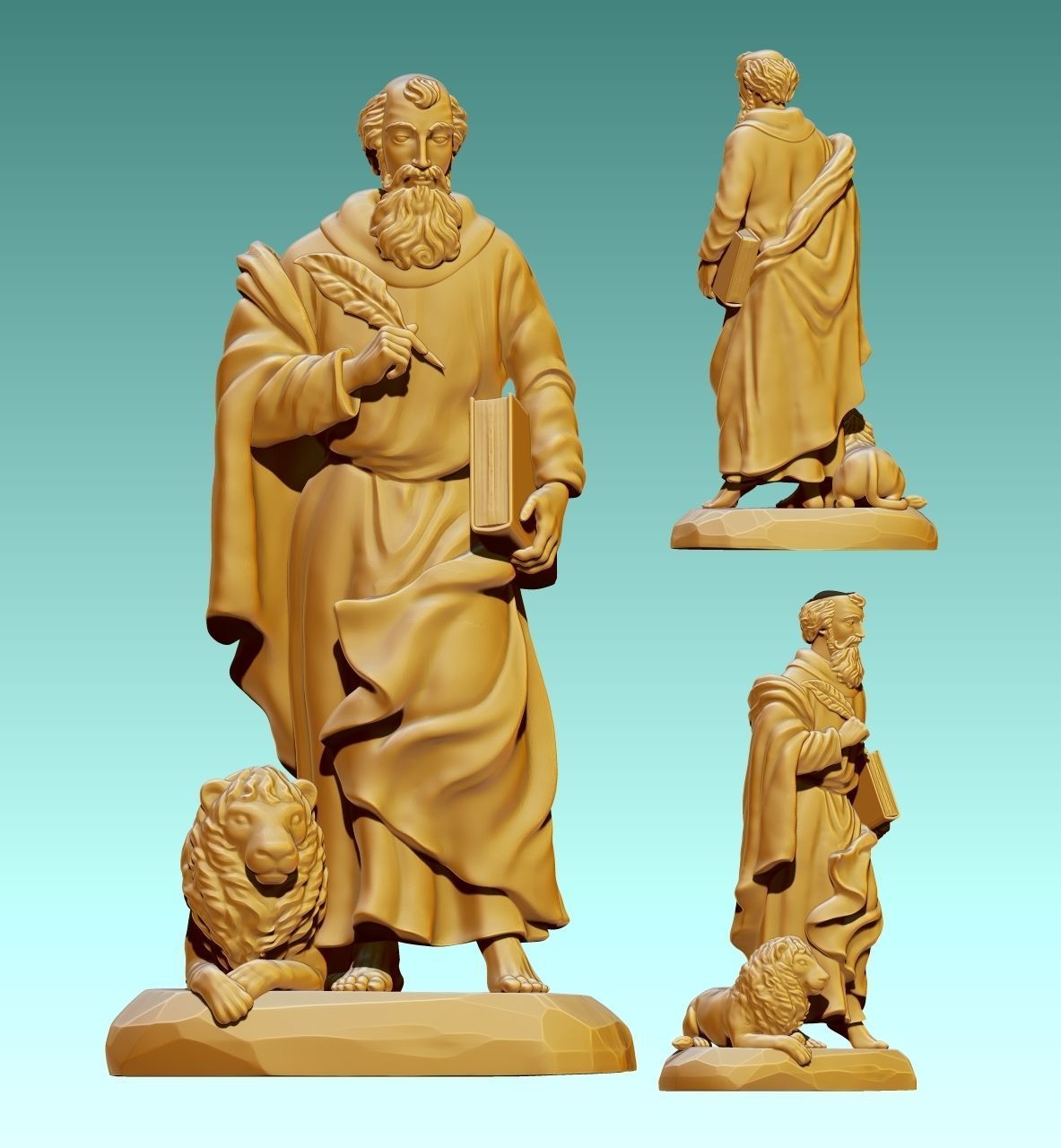 Mark-Marcus-Marcos-Evangelist - CNC Router Carving 3D print model_9