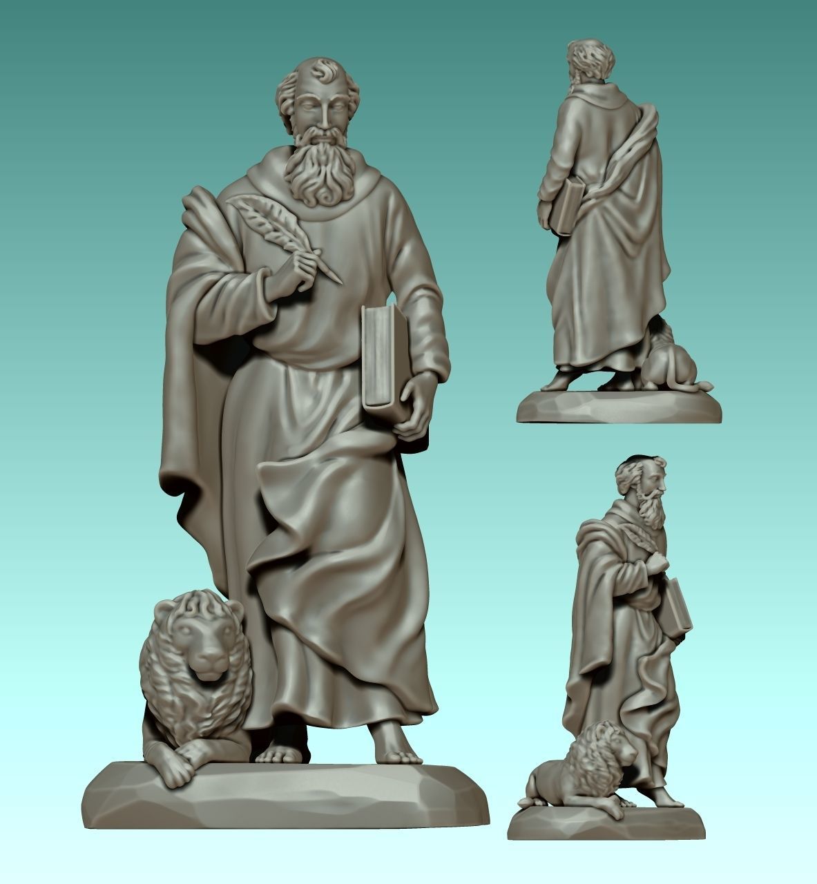 Mark-Marcus-Marcos-Evangelist - CNC Router Carving 3D print model_3
