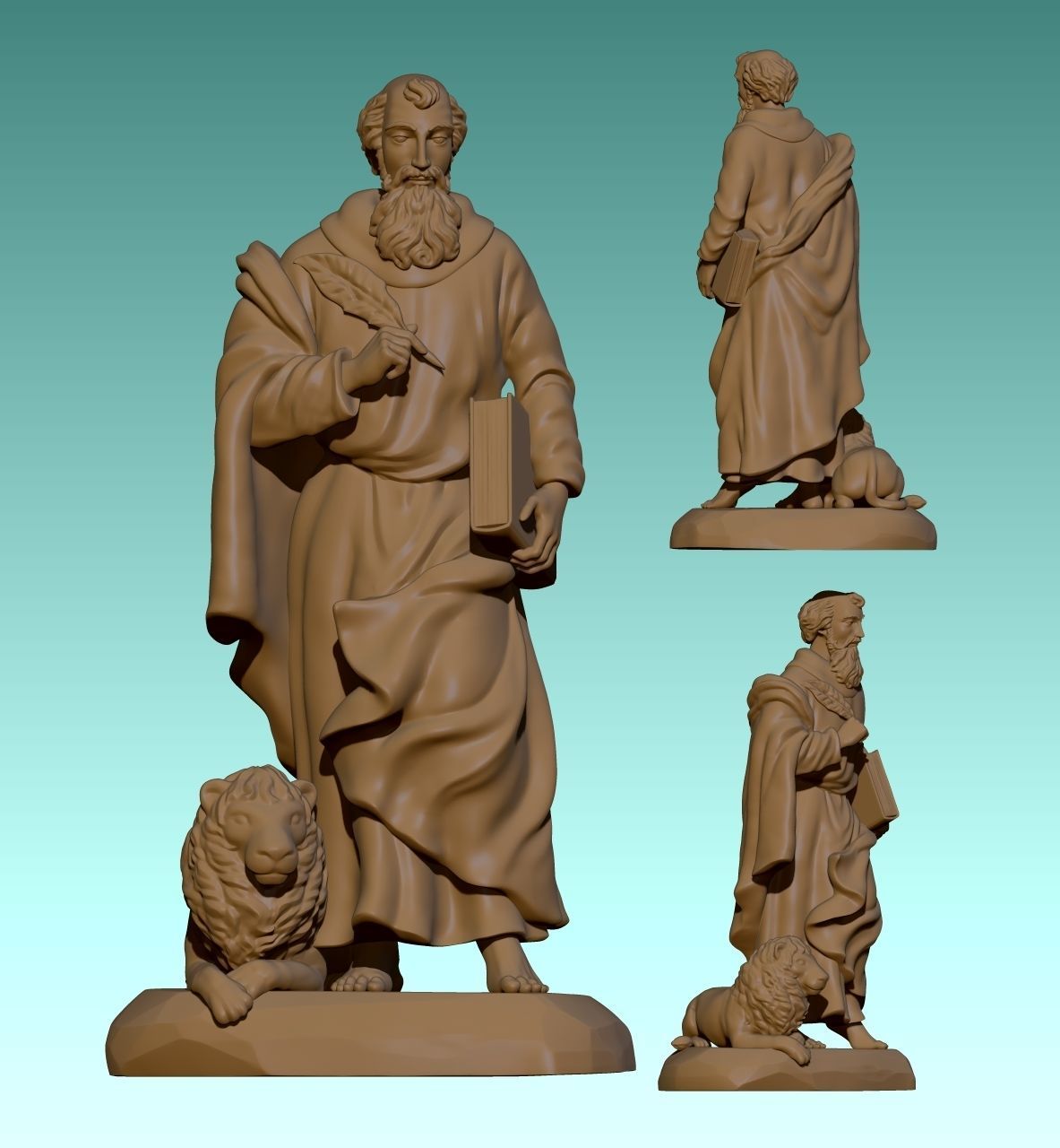 Mark-Marcus-Marcos-Evangelist - CNC Router Carving 3D print model_16