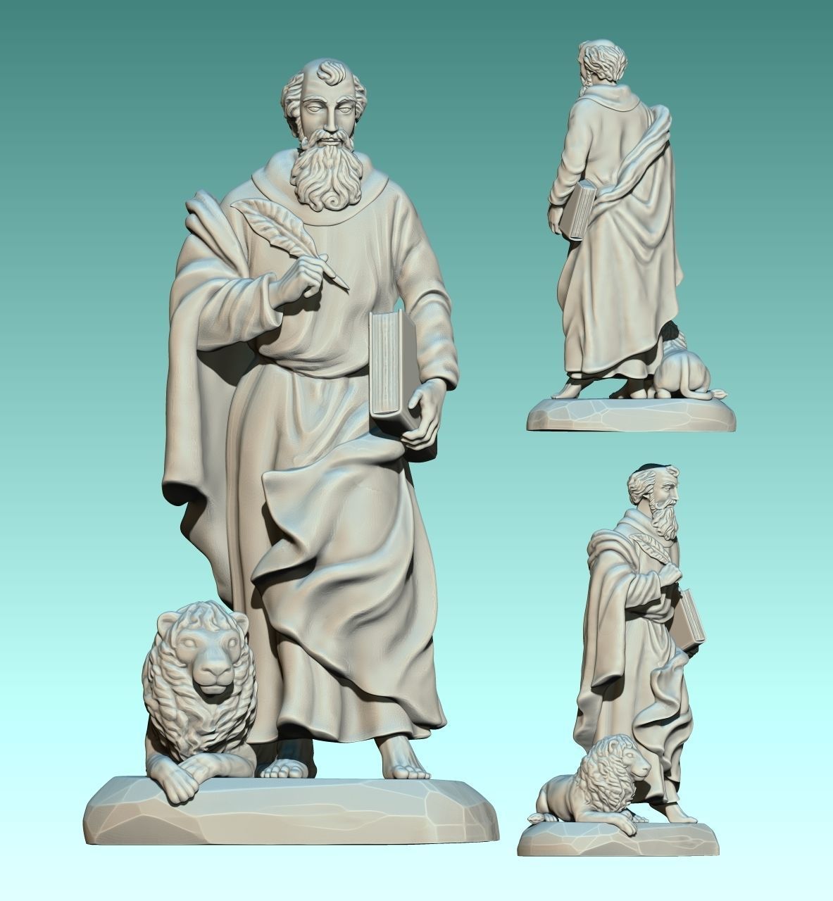 Mark-Marcus-Marcos-Evangelist - CNC Router Carving 3D print model_14