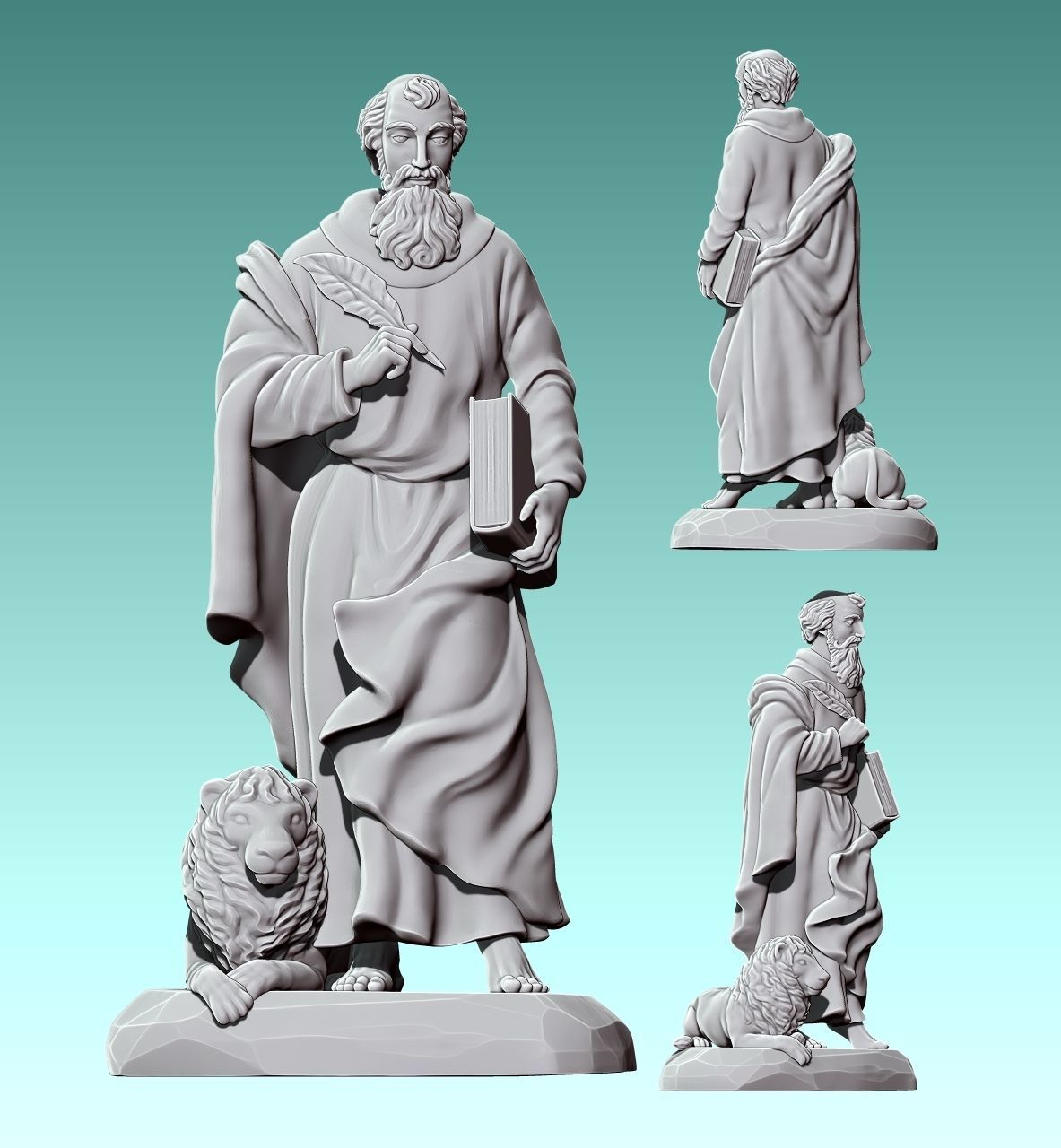 Mark-Marcus-Marcos-Evangelist - CNC Router Carving 3D print model_5