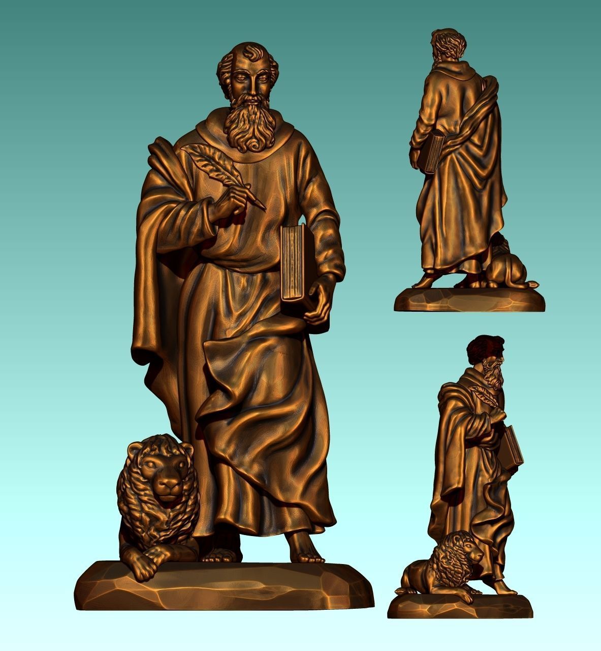 Mark-Marcus-Marcos-Evangelist - CNC Router Carving 3D print model_10