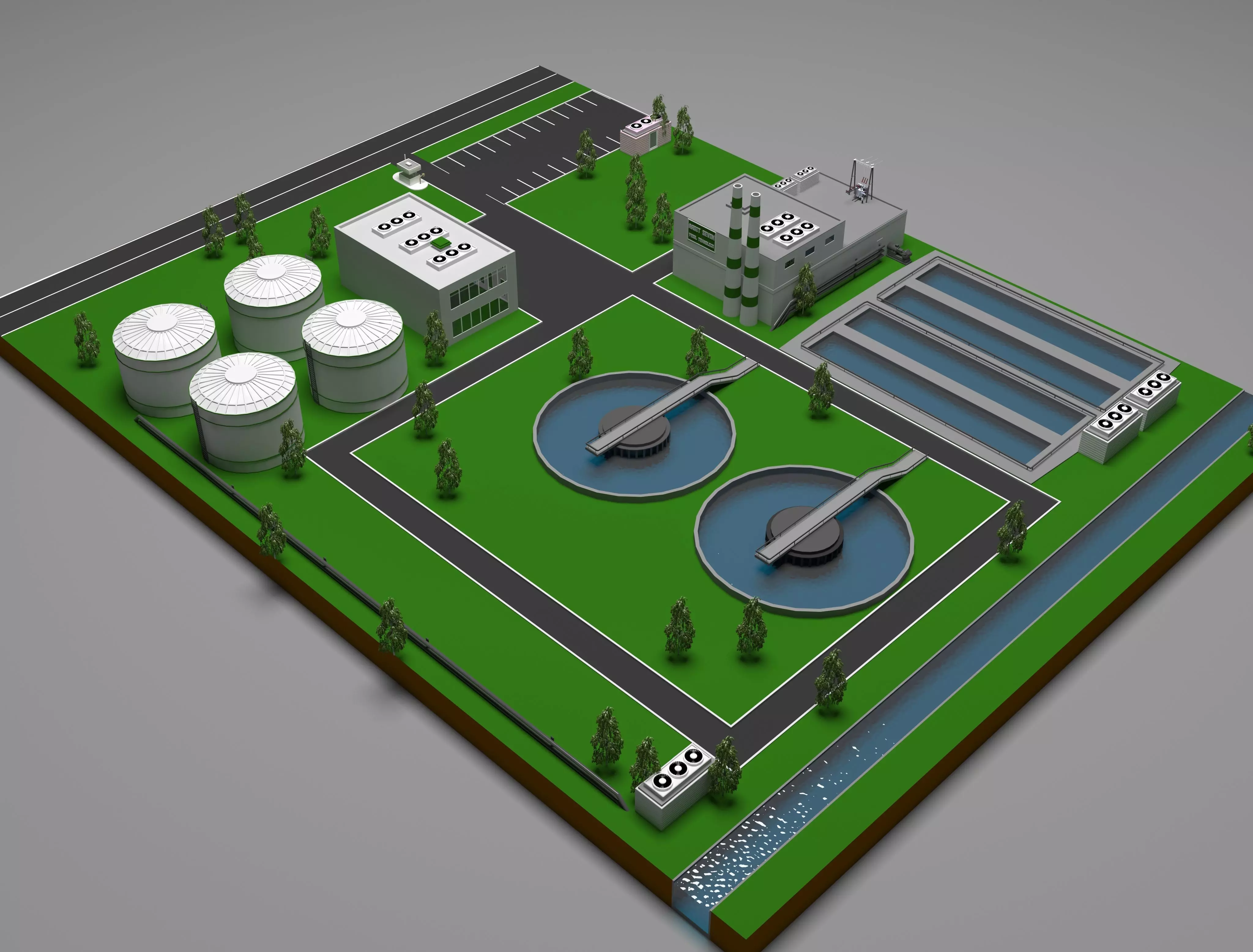 Isometric Treatment Plant 3D model_0
