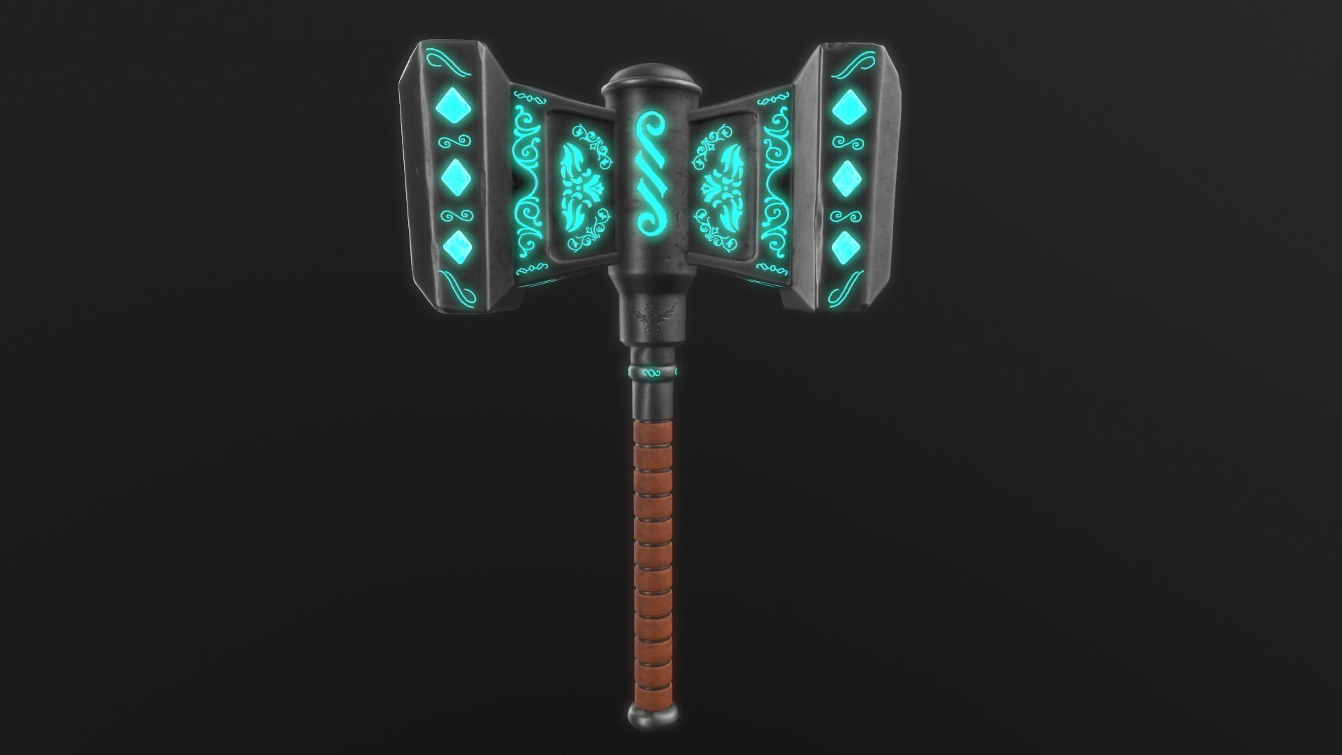 Fantasy Hammer Low-poly 3D model_1