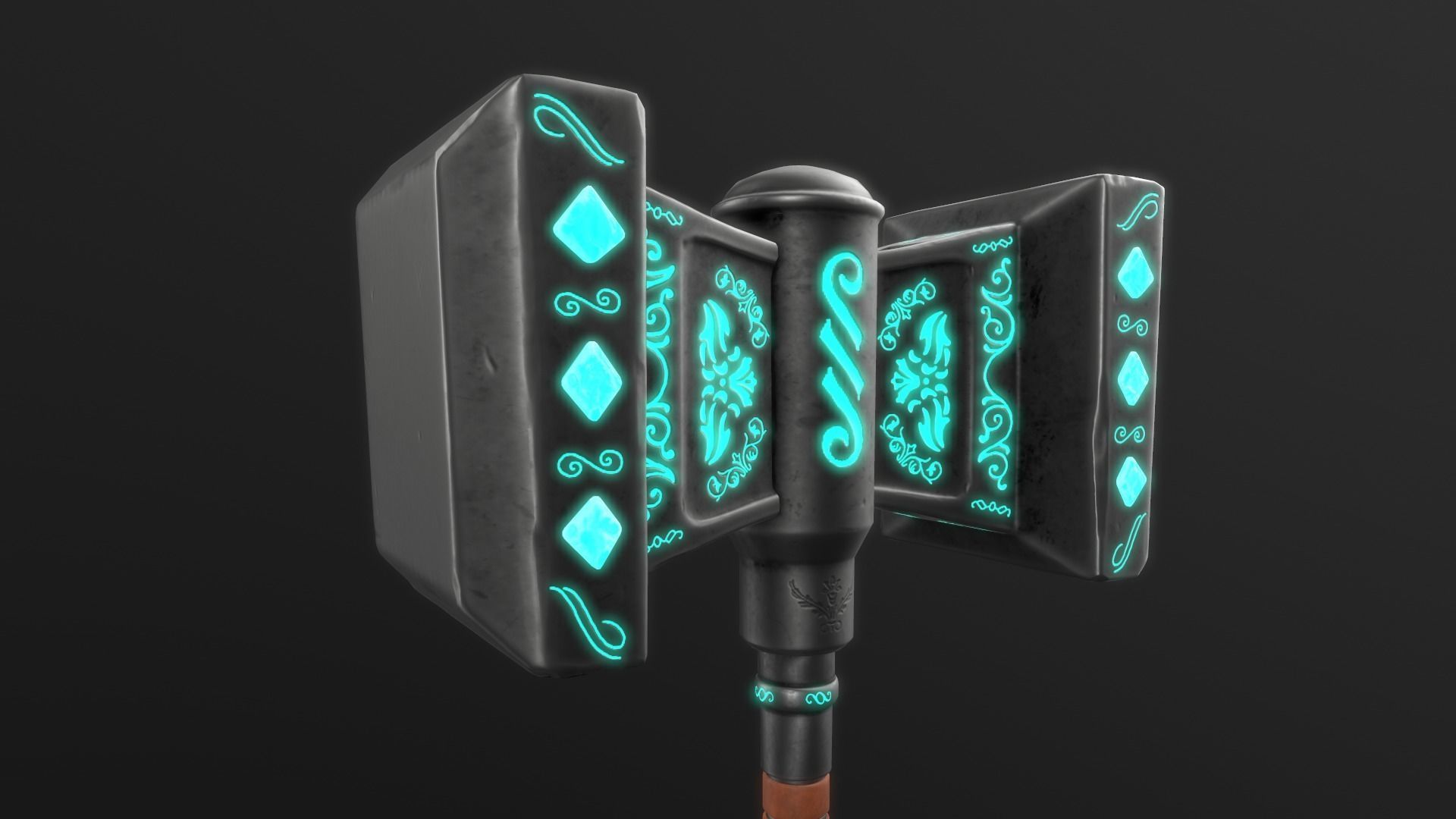 Fantasy Hammer Low-poly 3D model_8