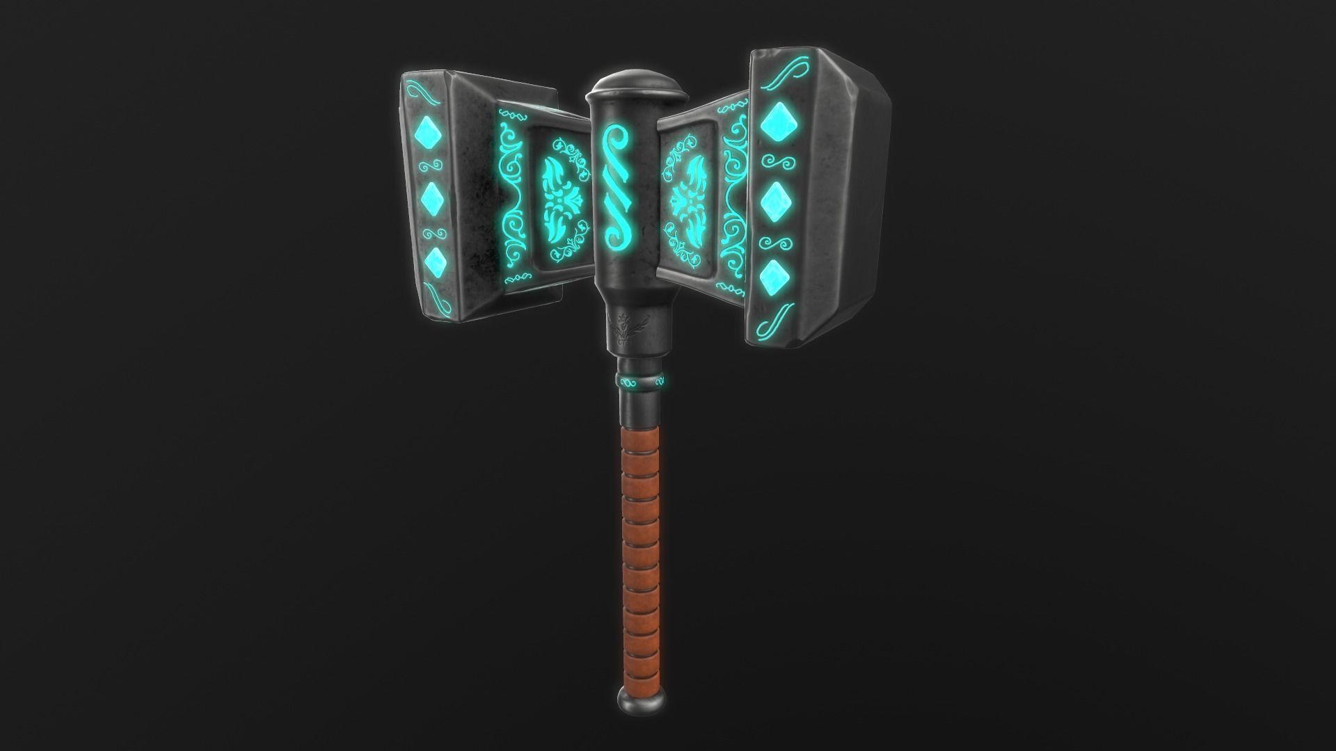 Fantasy Hammer Low-poly 3D model_3