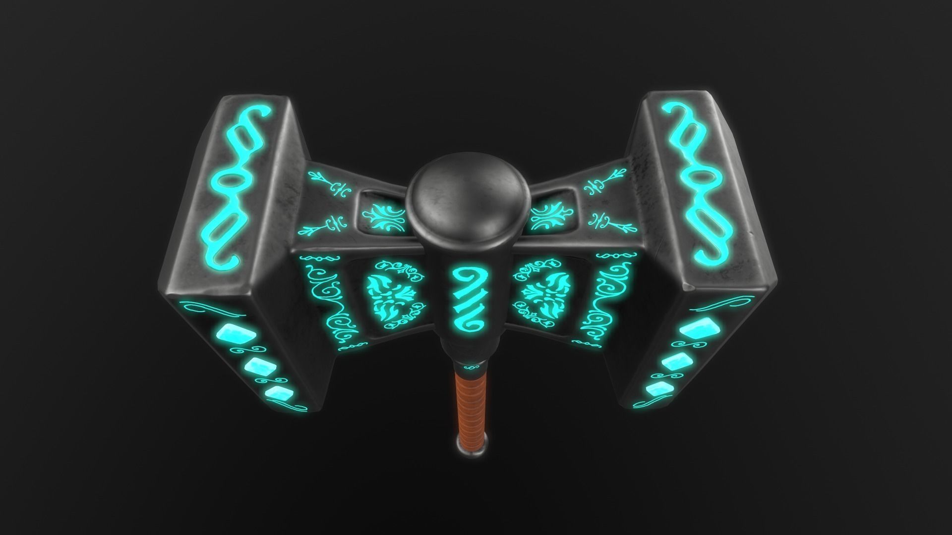 Fantasy Hammer Low-poly 3D model_9