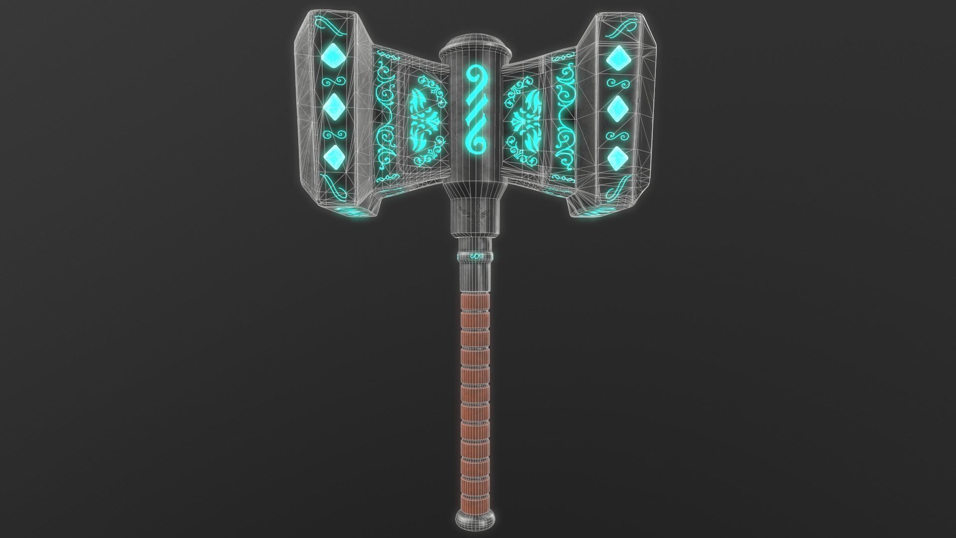Fantasy Hammer Low-poly 3D model_11