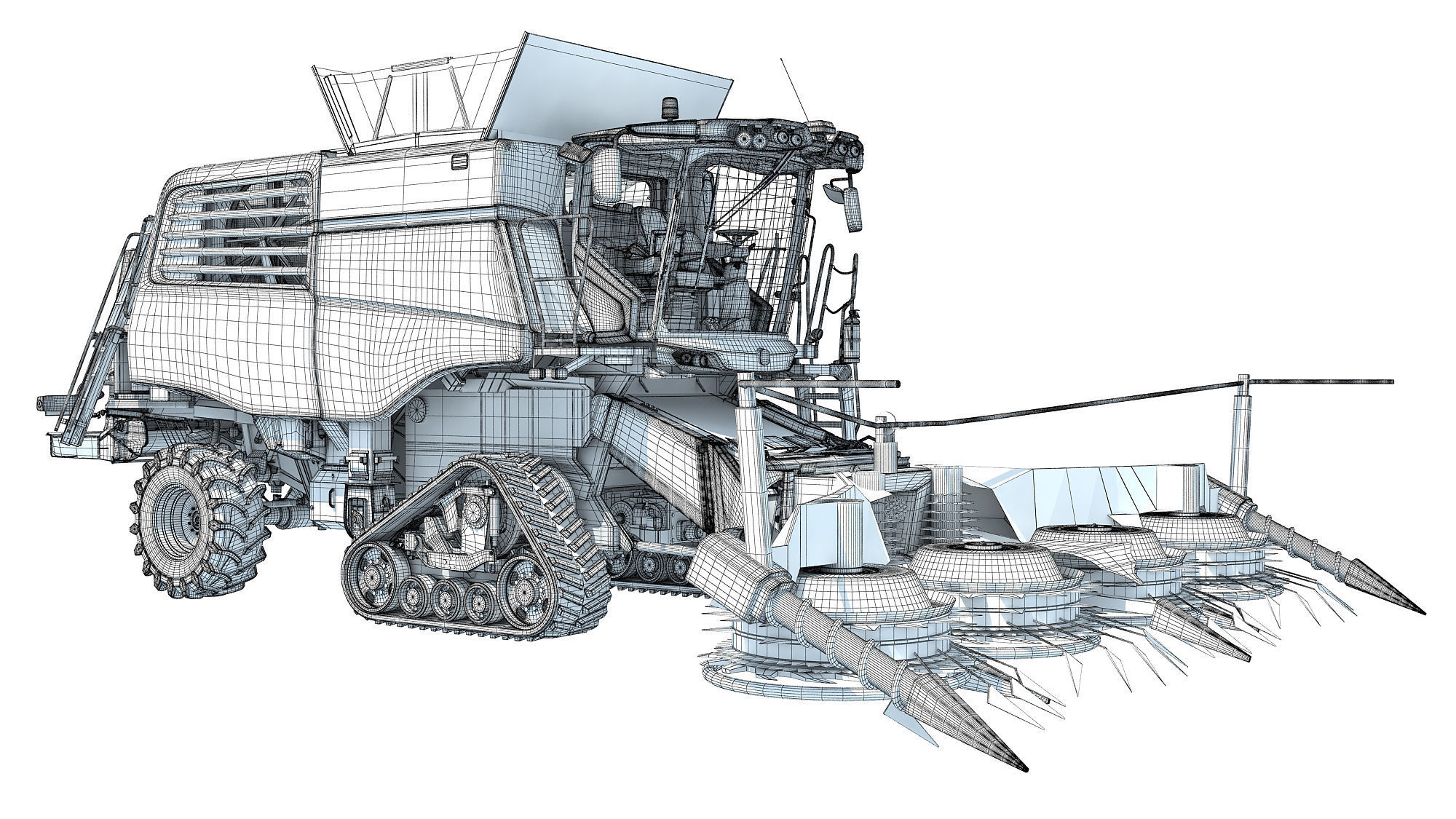 Tracked Combine Harvester 3D model_17