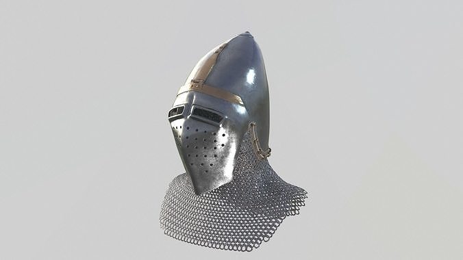 Medieval Bascinet04 Longface visor Low-poly 3D model