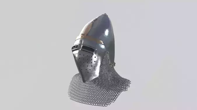 Medieval Bascinet04 Longface visor Low-poly 3D model