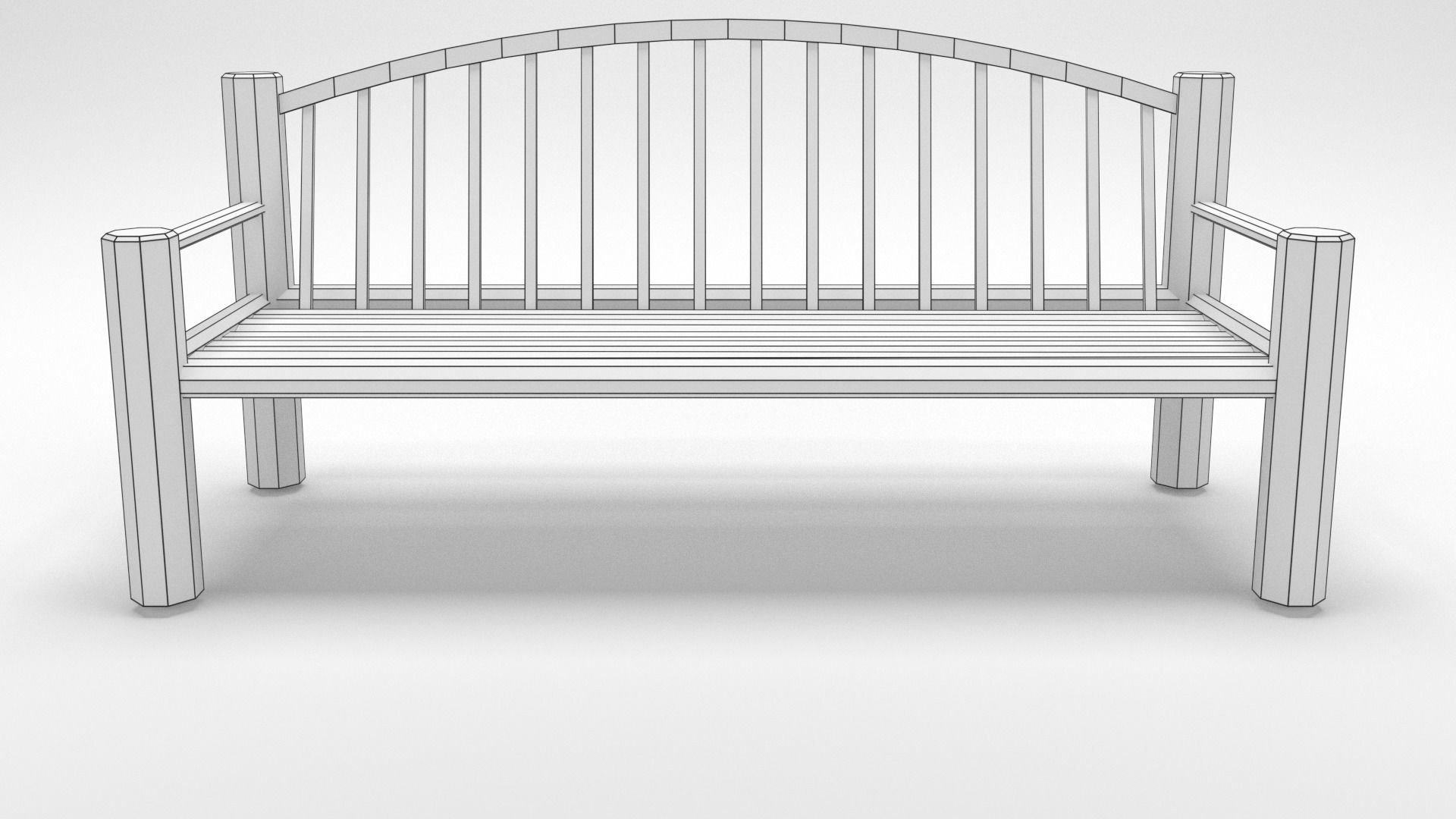 Old wood bench Low-poly 3D model_8