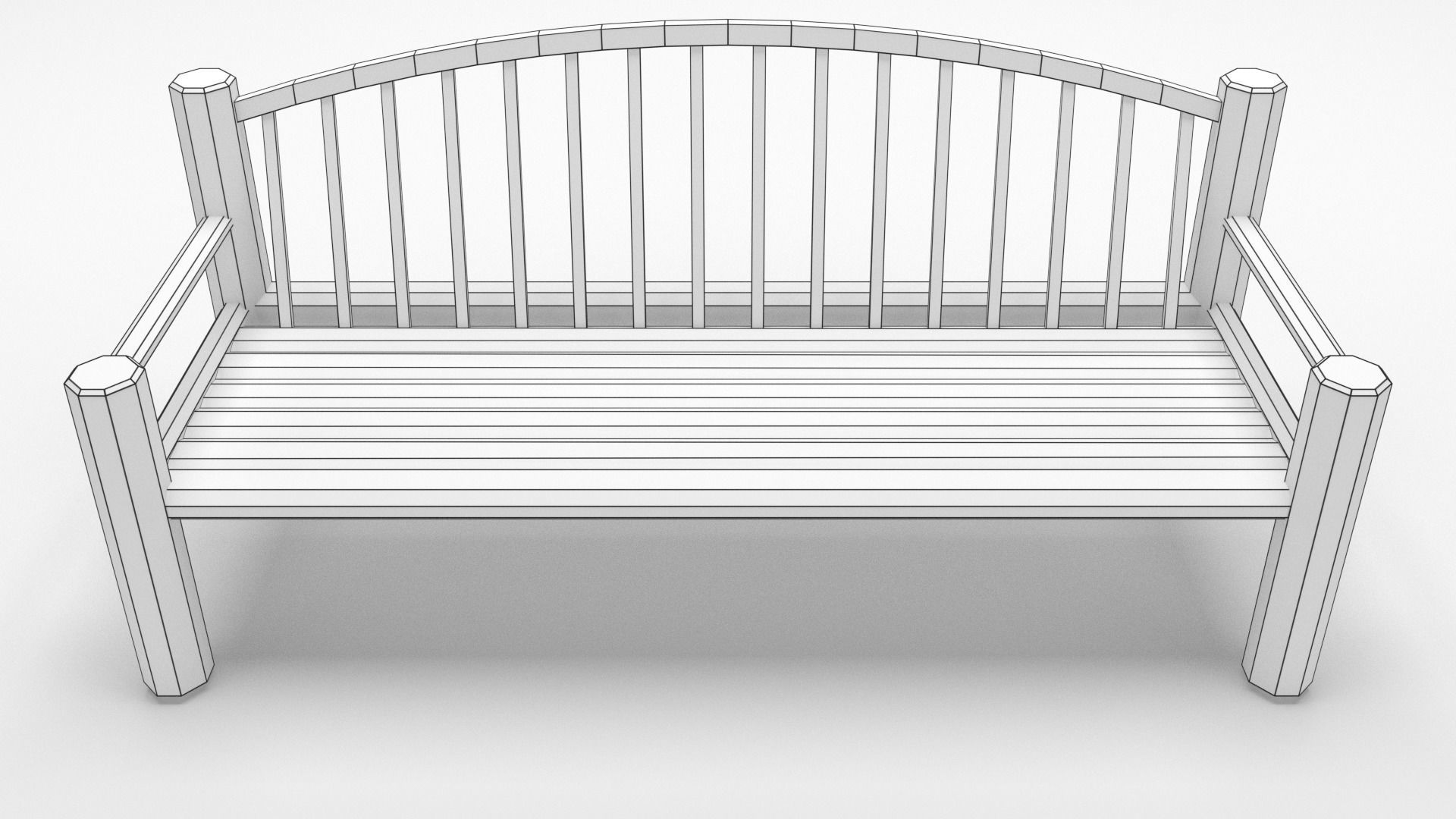 Old wood bench Low-poly 3D model_5