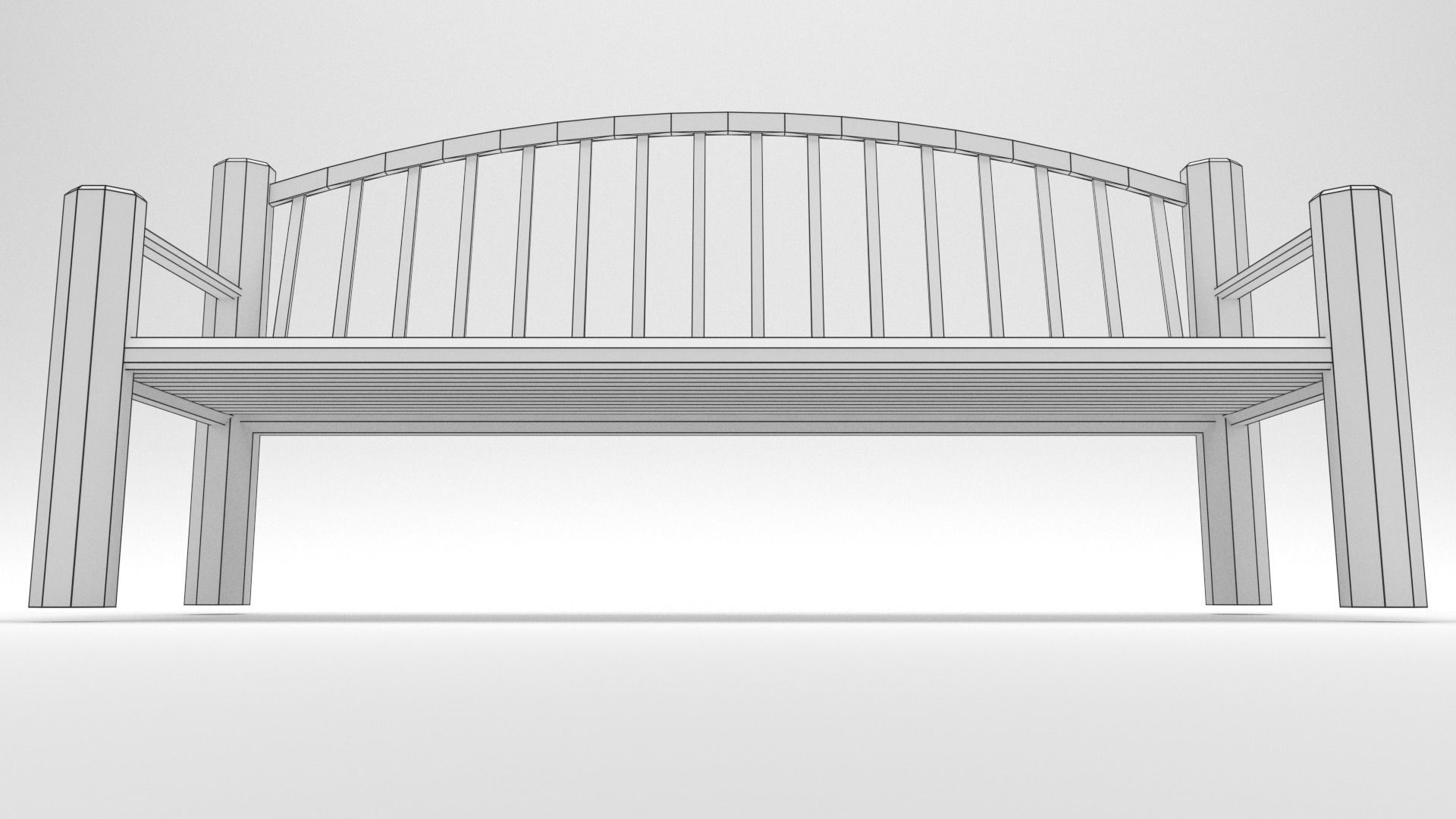 Old wood bench Low-poly 3D model_6