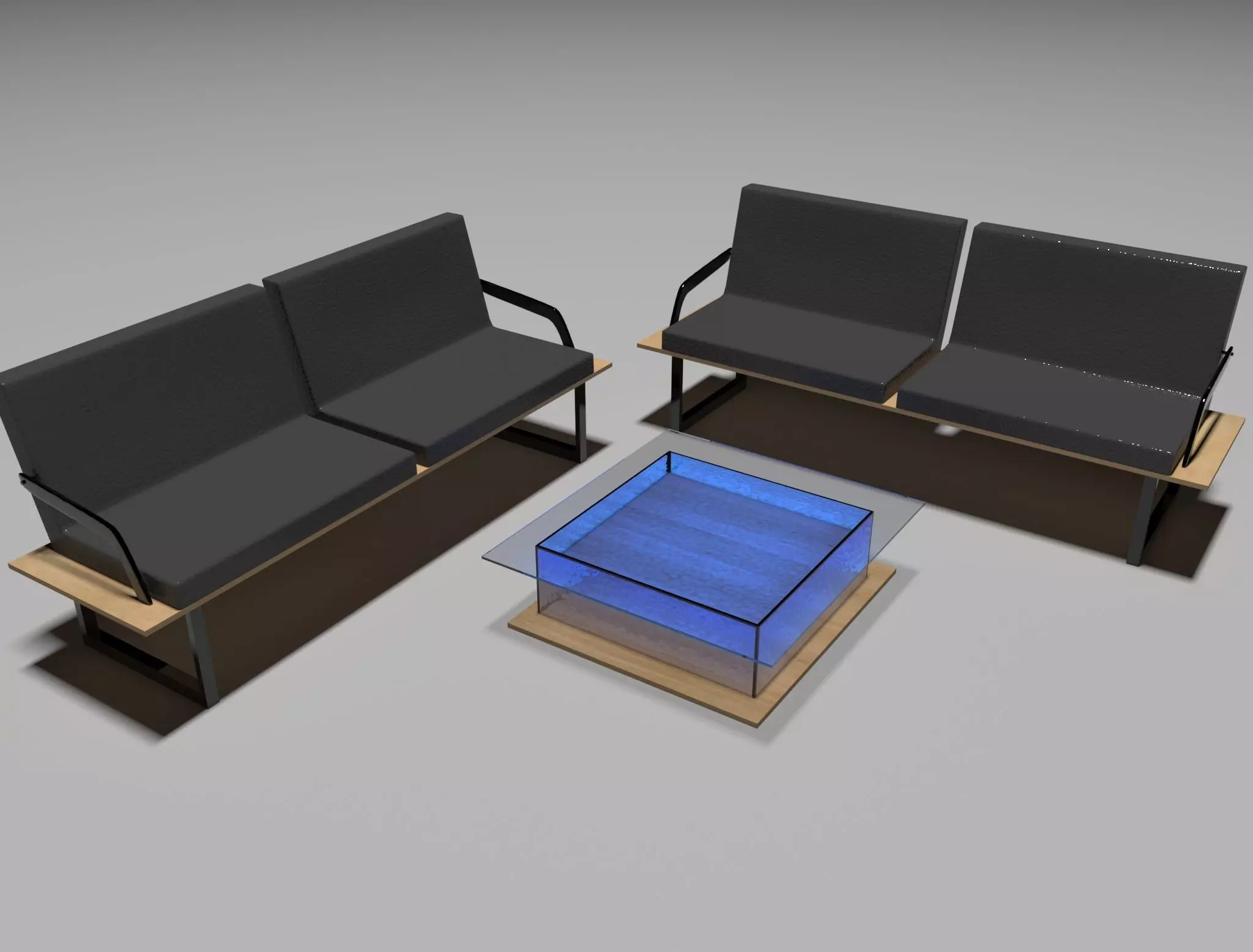 Bench and Table Free 3D model_0