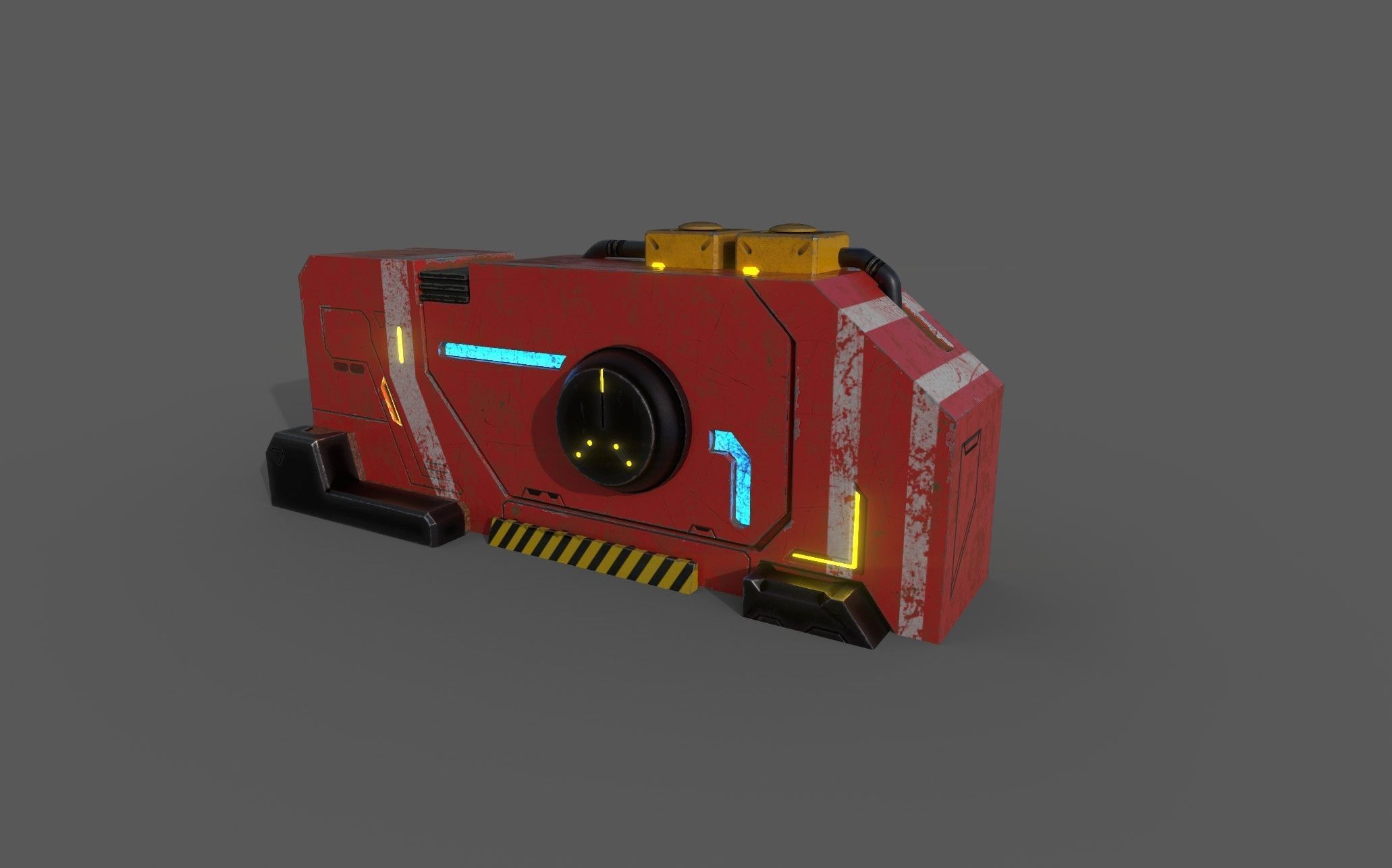 Futuristic container - openable Low-poly 3D model_4