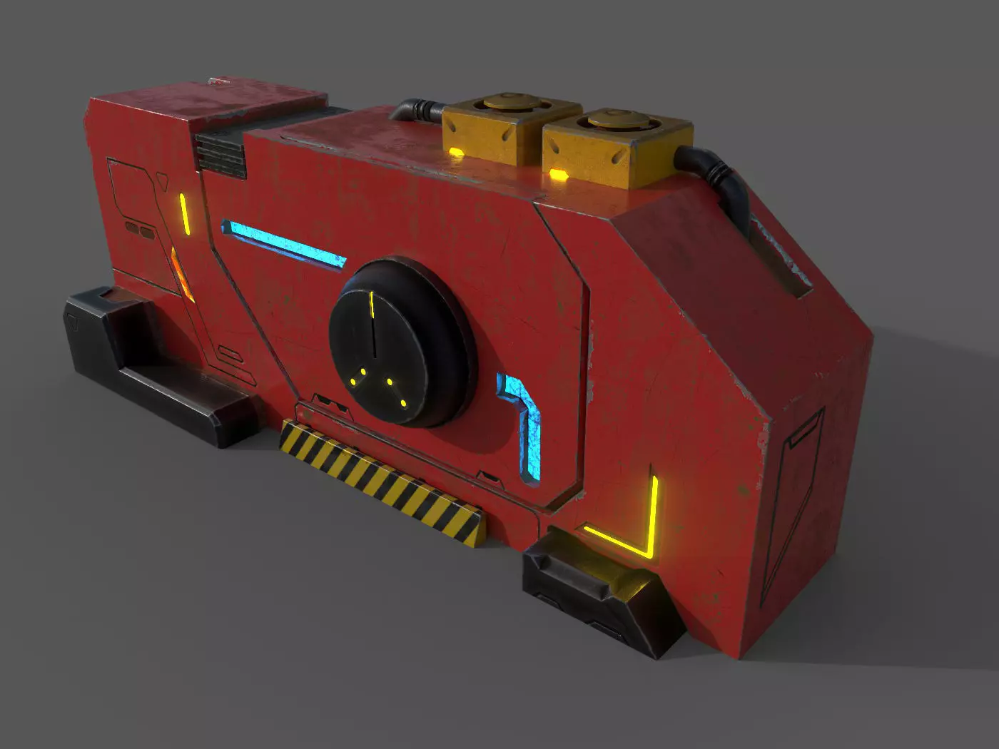 Futuristic container - openable Low-poly 3D model_0