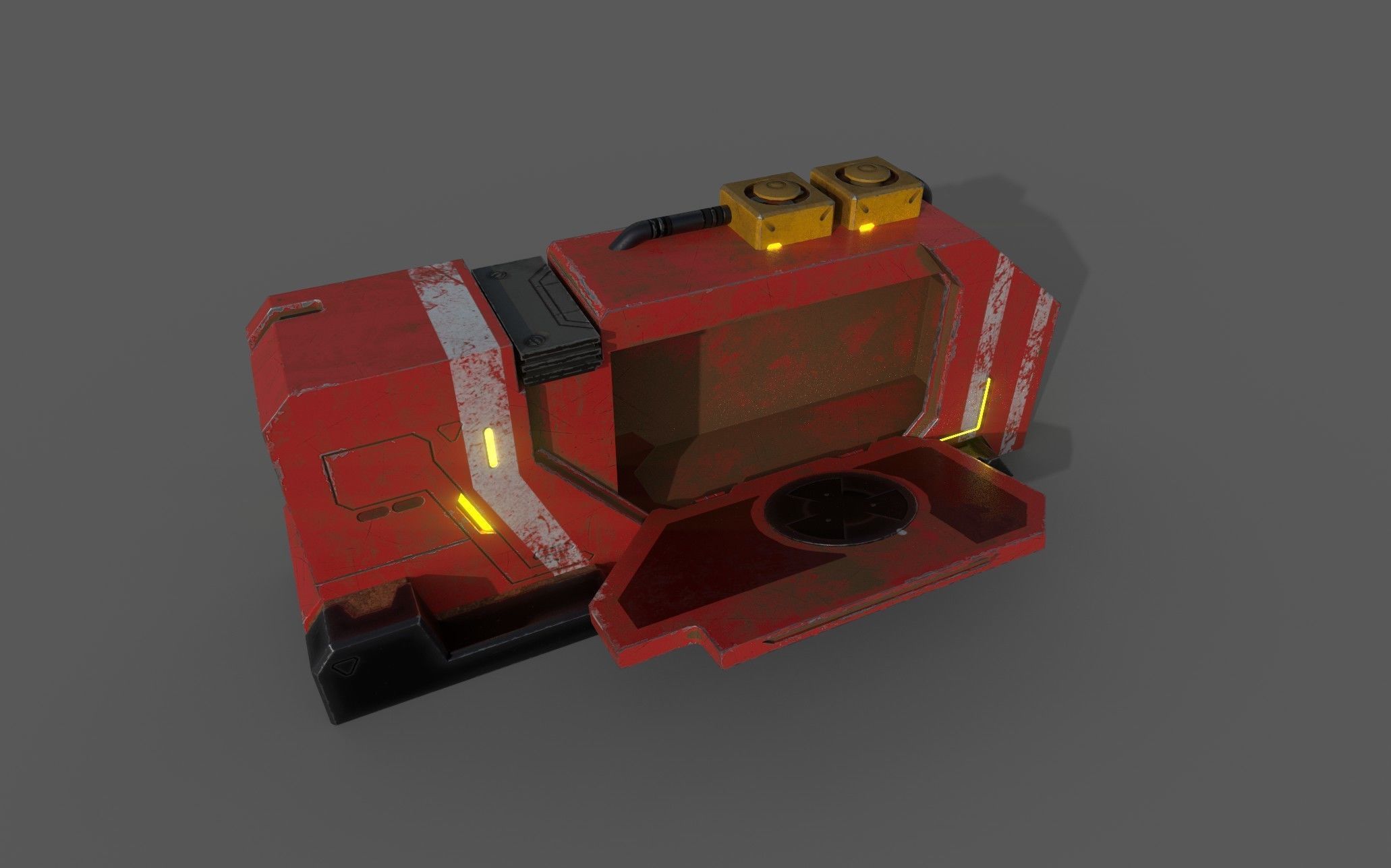 Futuristic container - openable Low-poly 3D model_1