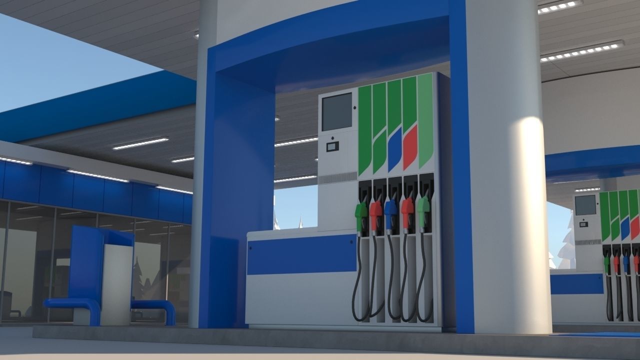 Gas station 3D model_1