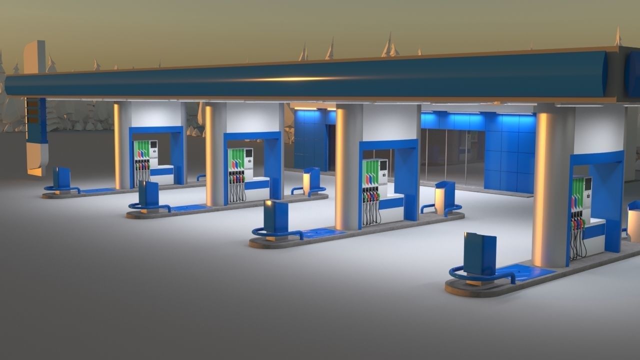 Gas station 3D model_2