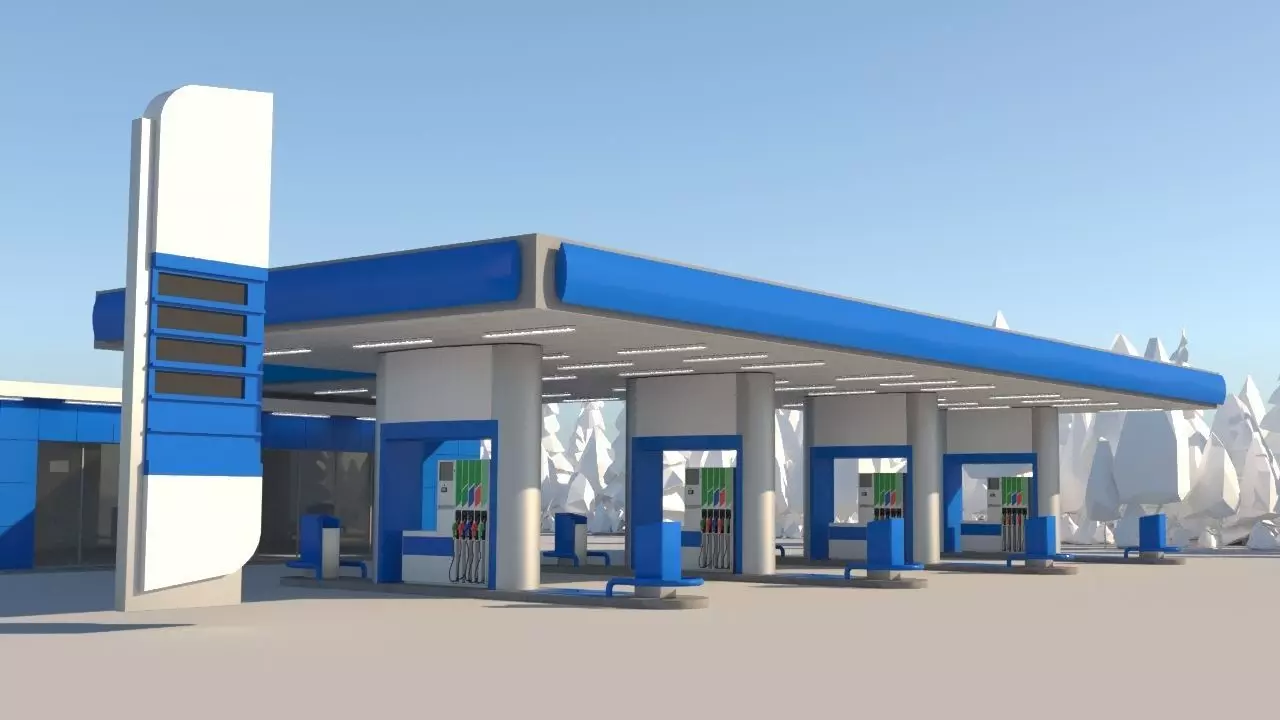 Gas station 3D model_0