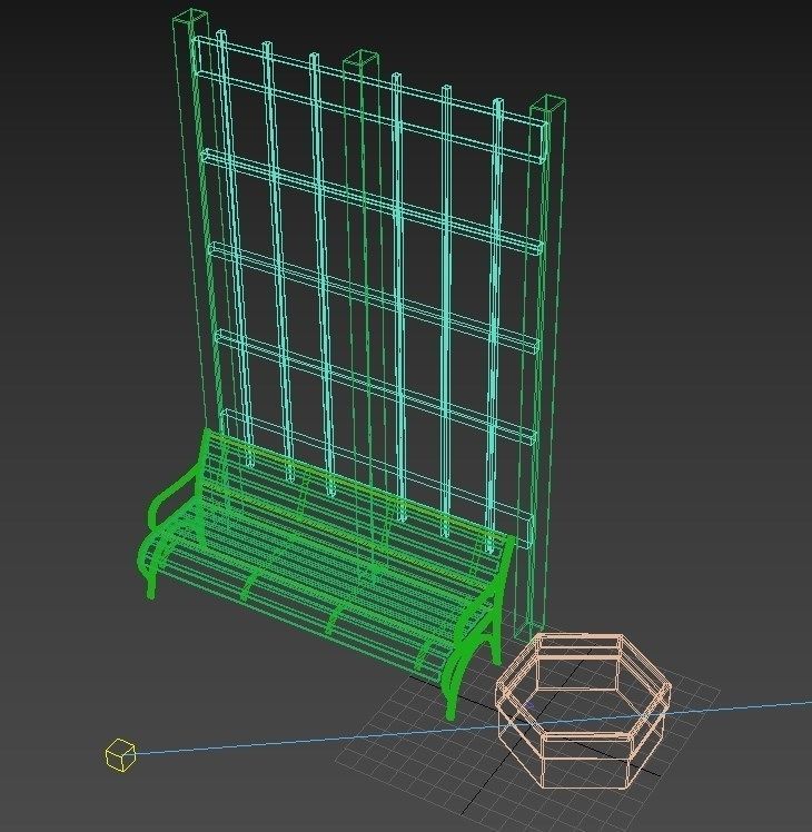 Park bench 3D model_2