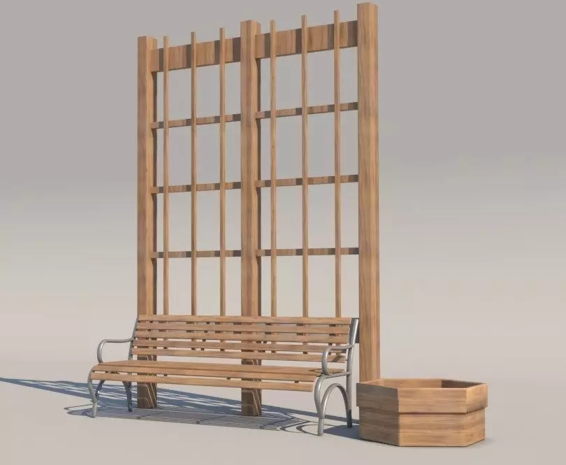 Park bench 3D model_0