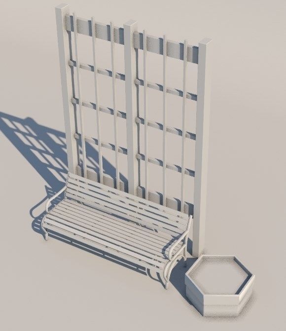Park bench 3D model_4