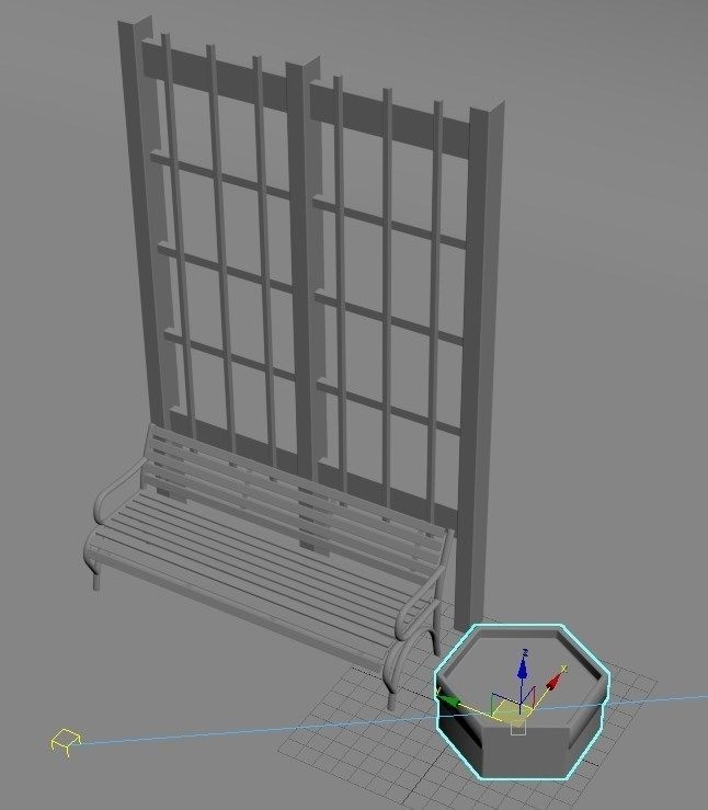 Park bench 3D model_3