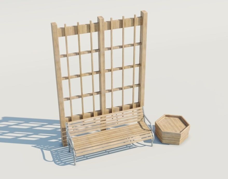 Park bench 3D model_1
