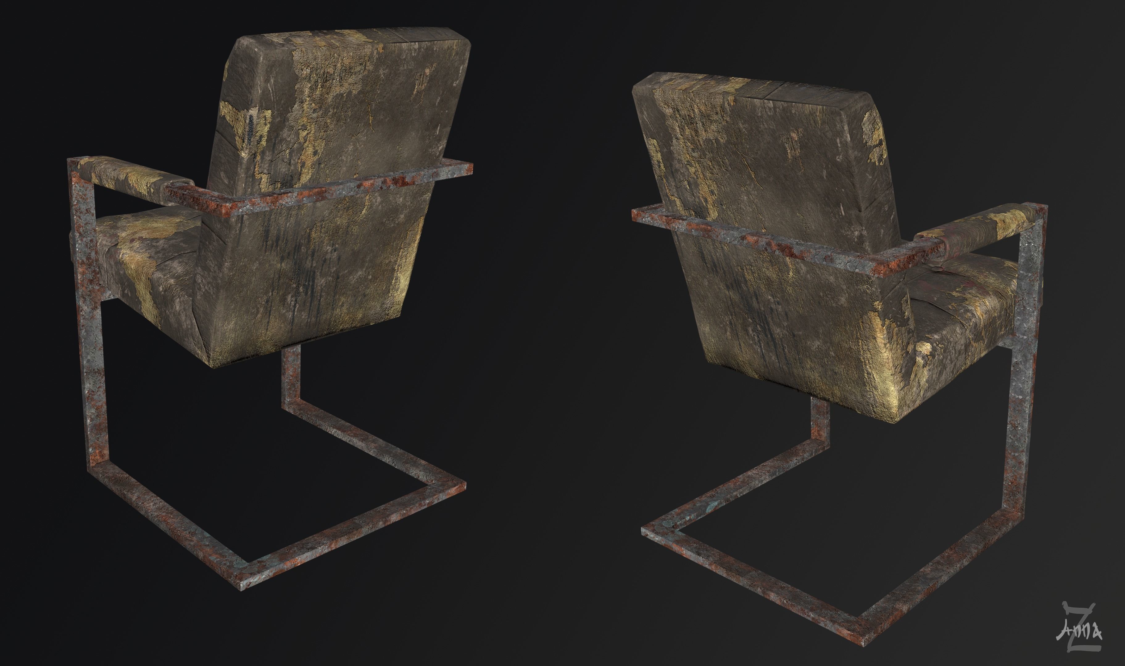 Abandoned Furniture pack and Desk with accessories 3D Model Collection_26