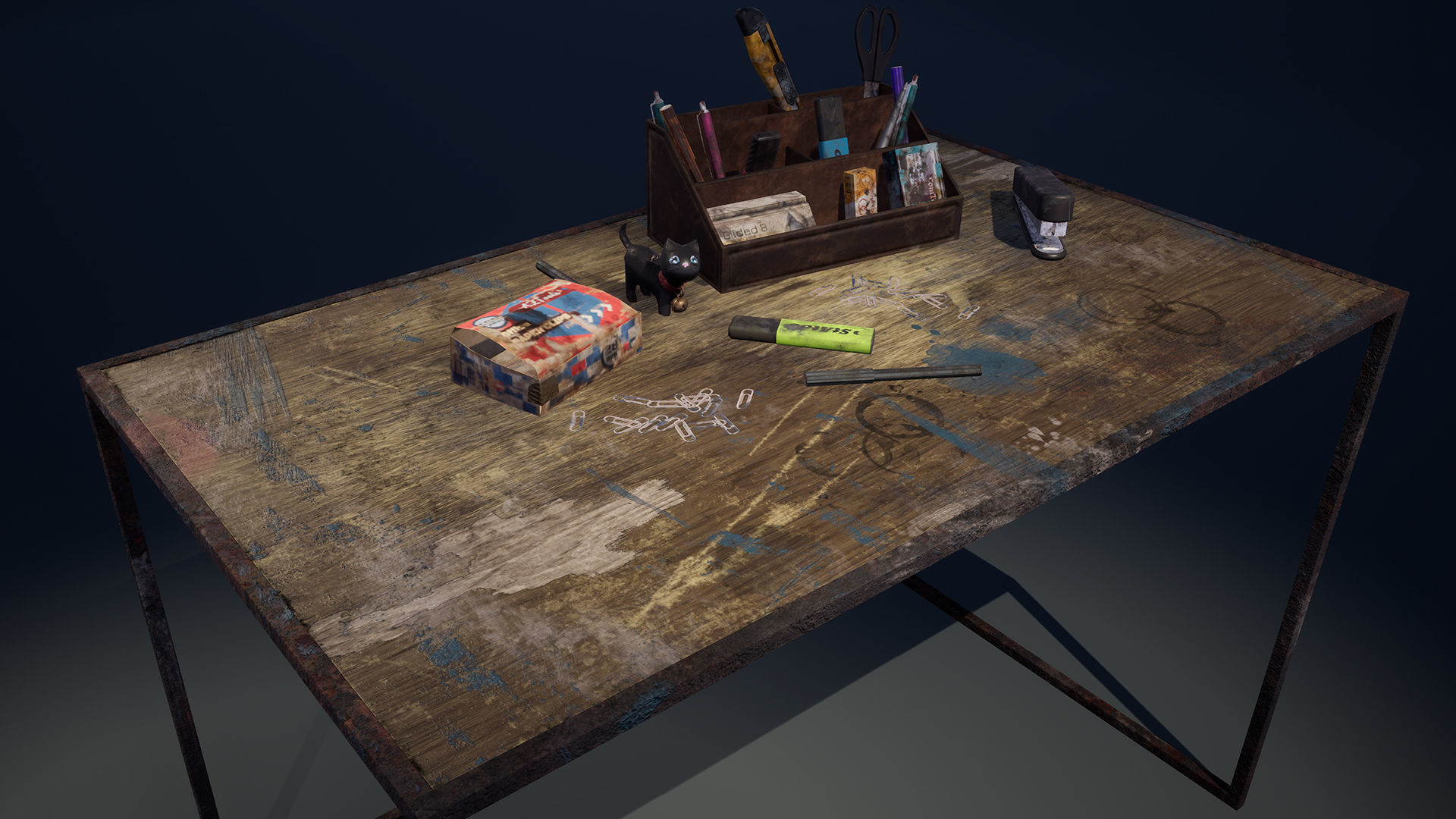 Abandoned Furniture pack and Desk with accessories 3D Model Collection_32