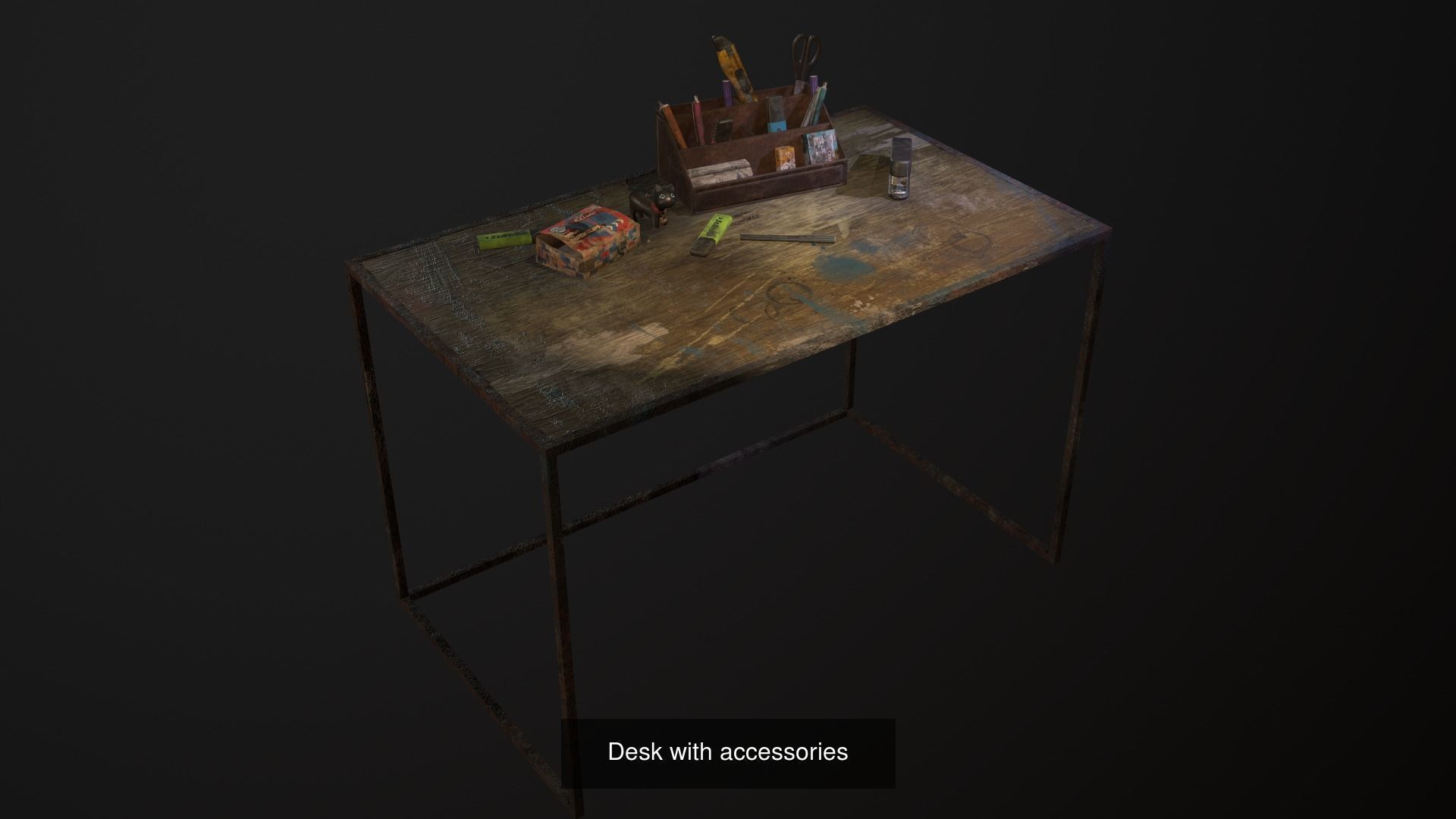 Abandoned Furniture pack and Desk with accessories 3D Model Collection_6