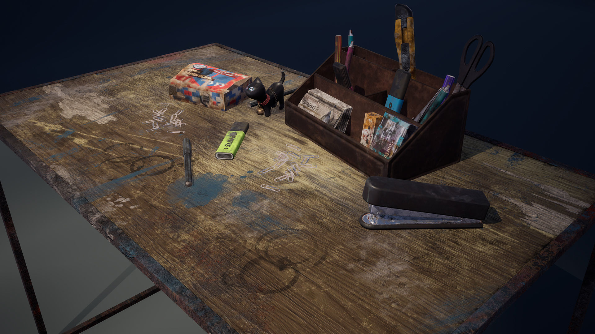 Abandoned Furniture pack and Desk with accessories 3D Model Collection_37
