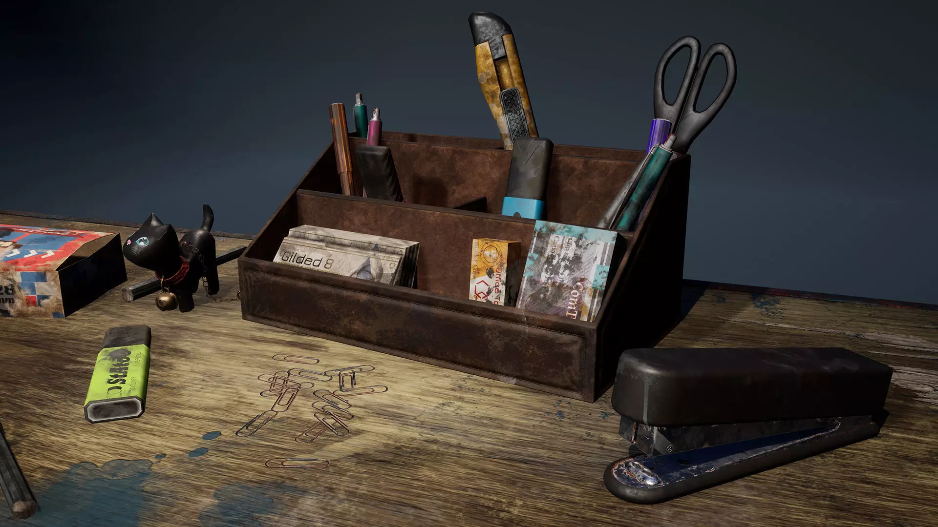 Abandoned Furniture pack and Desk with accessories 3D Model Collection_0