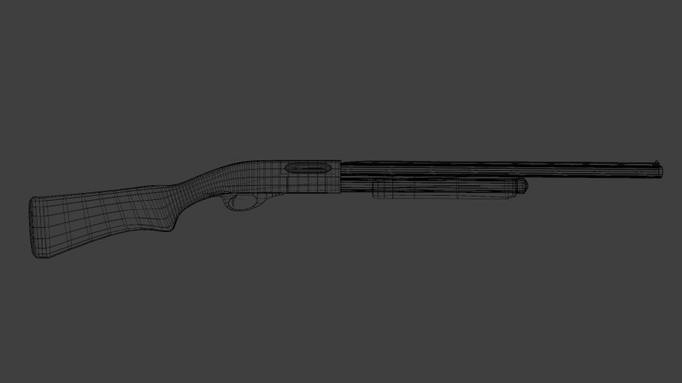 Remington 870 - Pump-action Shotgun Low-poly 3D model_7