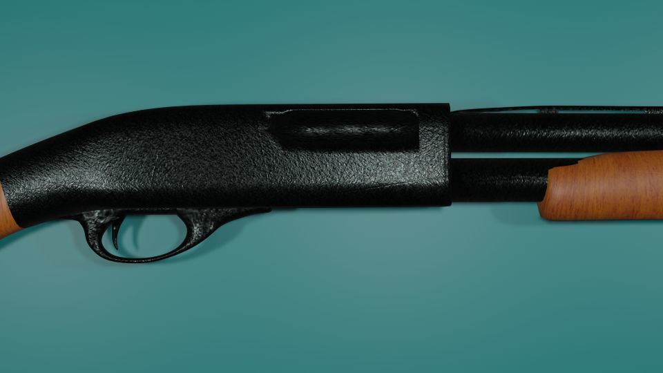 Remington 870 - Pump-action Shotgun Low-poly 3D model_2