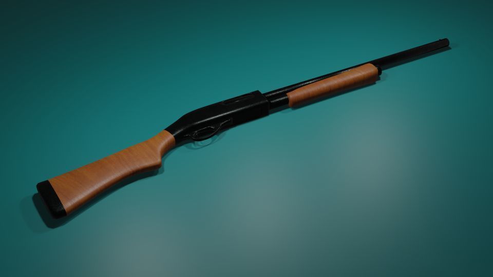 Remington 870 - Pump-action Shotgun Low-poly 3D model_3