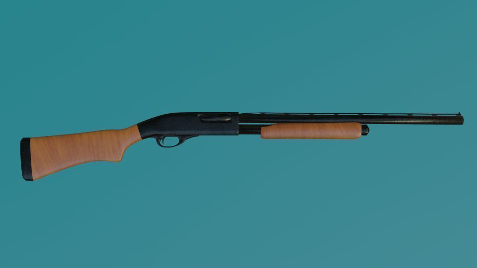 Remington 870 - Pump-action Shotgun Low-poly 3D model_6