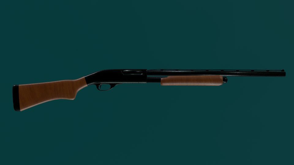 Remington 870 - Pump-action Shotgun Low-poly 3D model_5