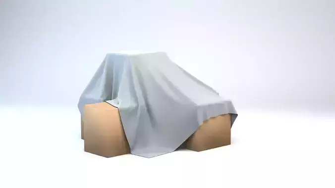 Large boxes covered by sheet - 3D Asset