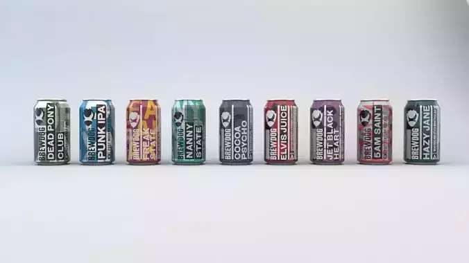 Brewdog Beer Can Collection with Textures  - 3D Assets