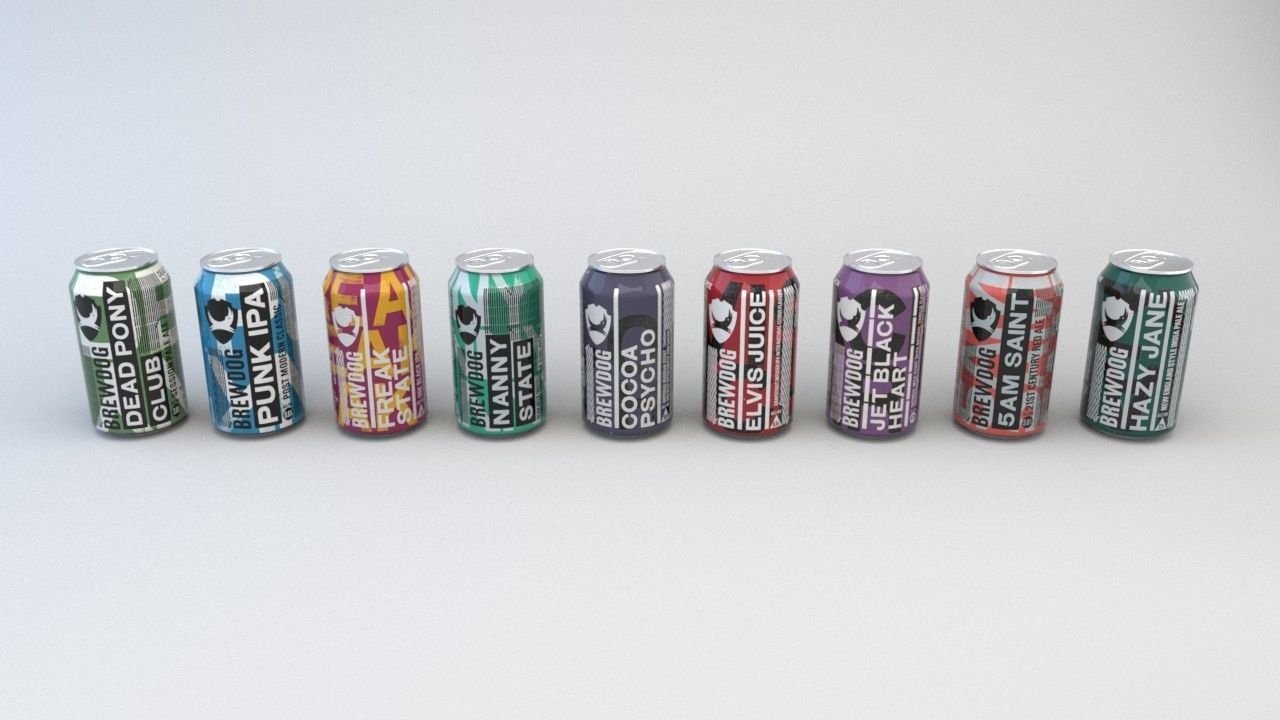 Brewdog Beer Can Collection with Textures  - 3D Assets 3D model_1