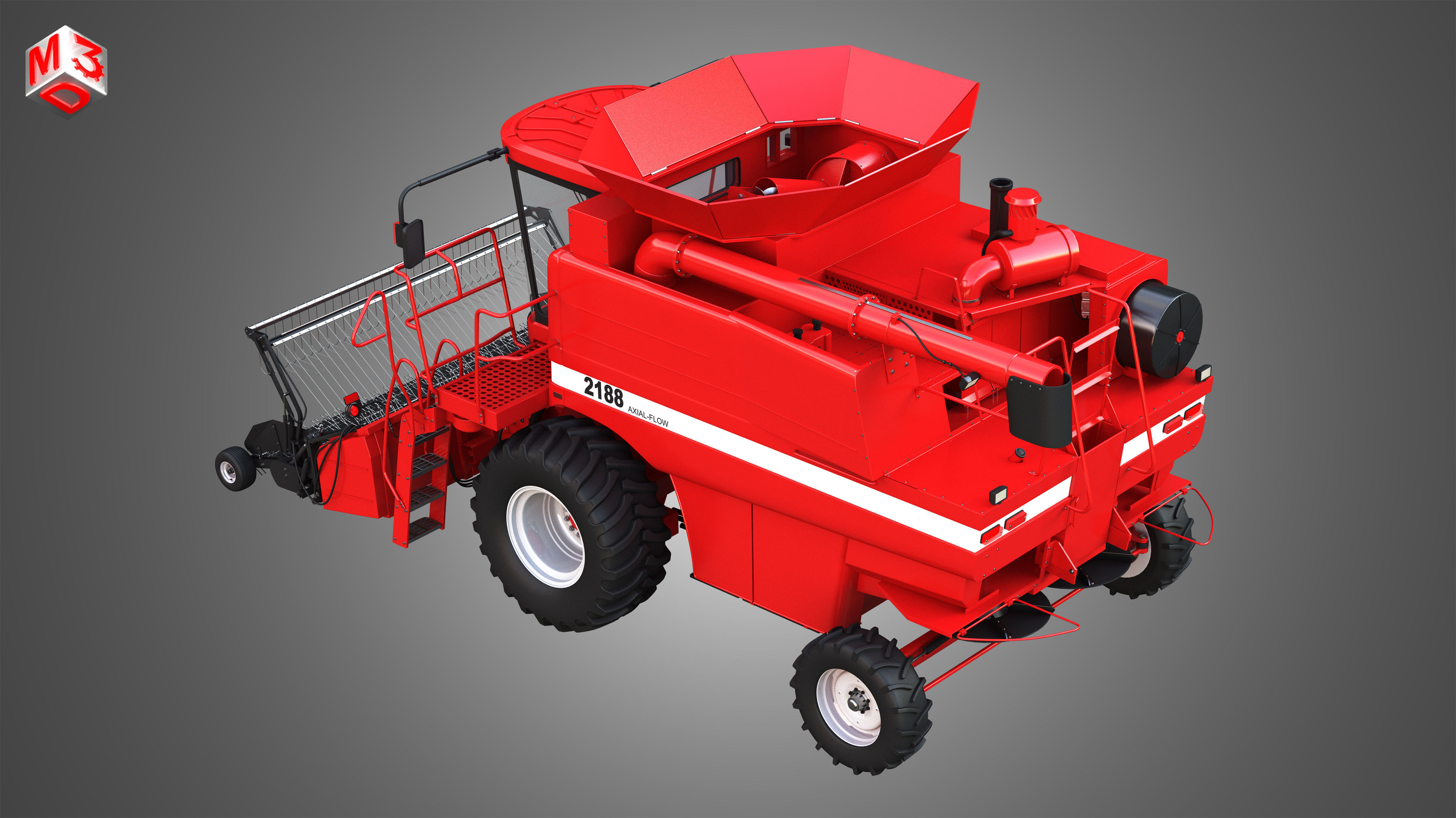 IH 1688 Combine Harvester  - with Forage Harvester Head 3D model_12