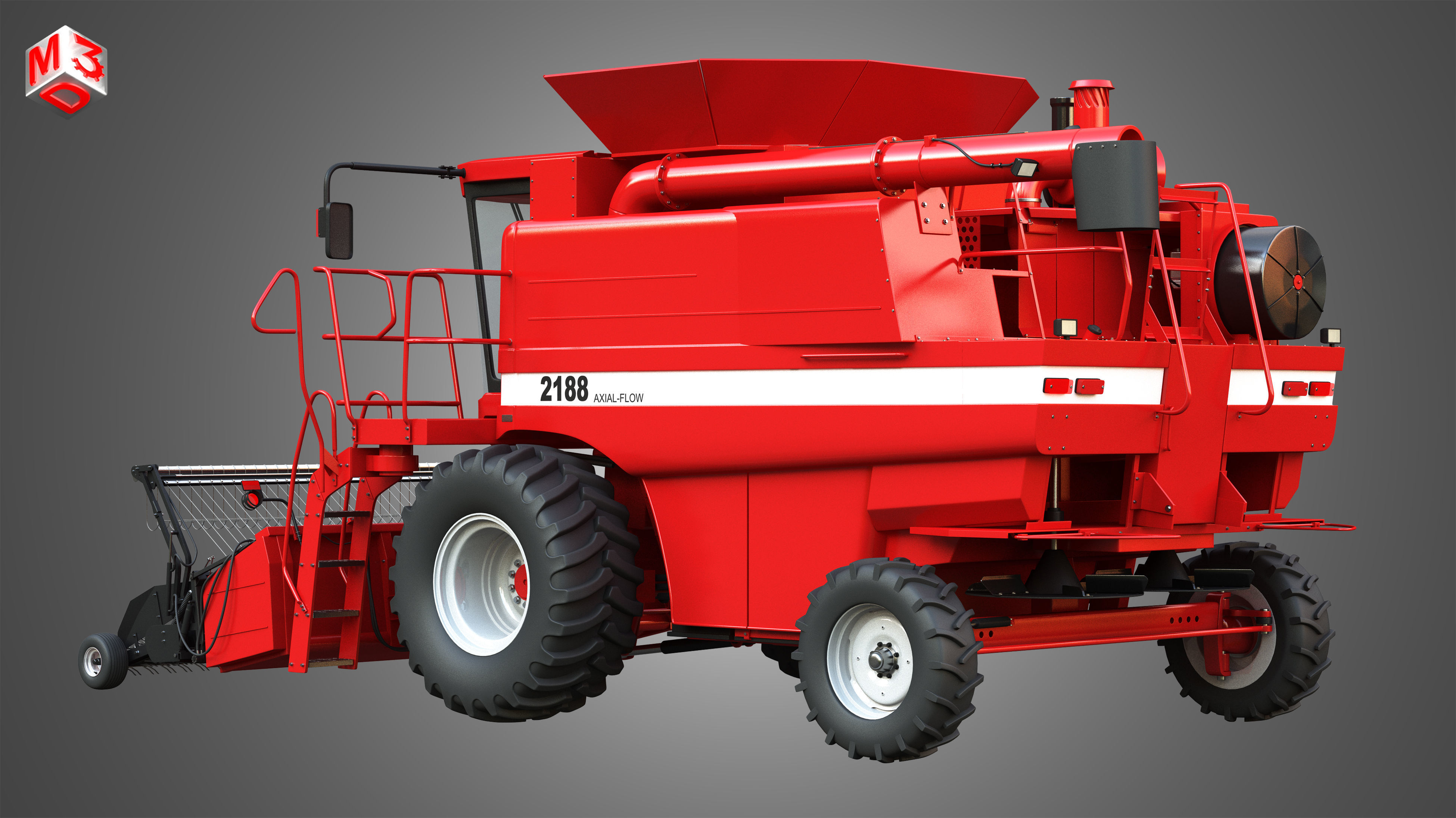 IH 1688 Combine Harvester  - with Forage Harvester Head 3D model_3