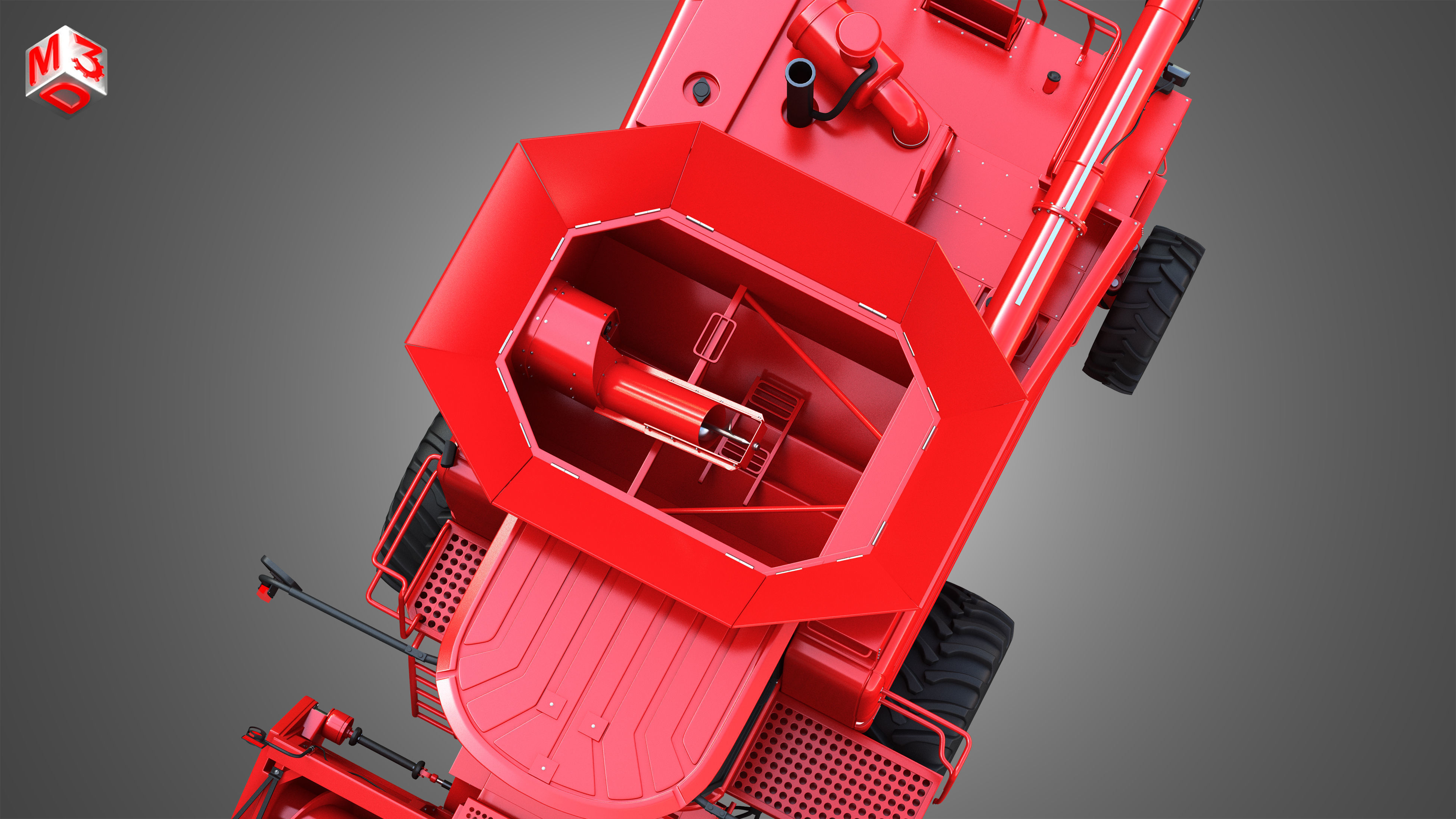 IH 1688 Combine Harvester  - with Forage Harvester Head 3D model_15
