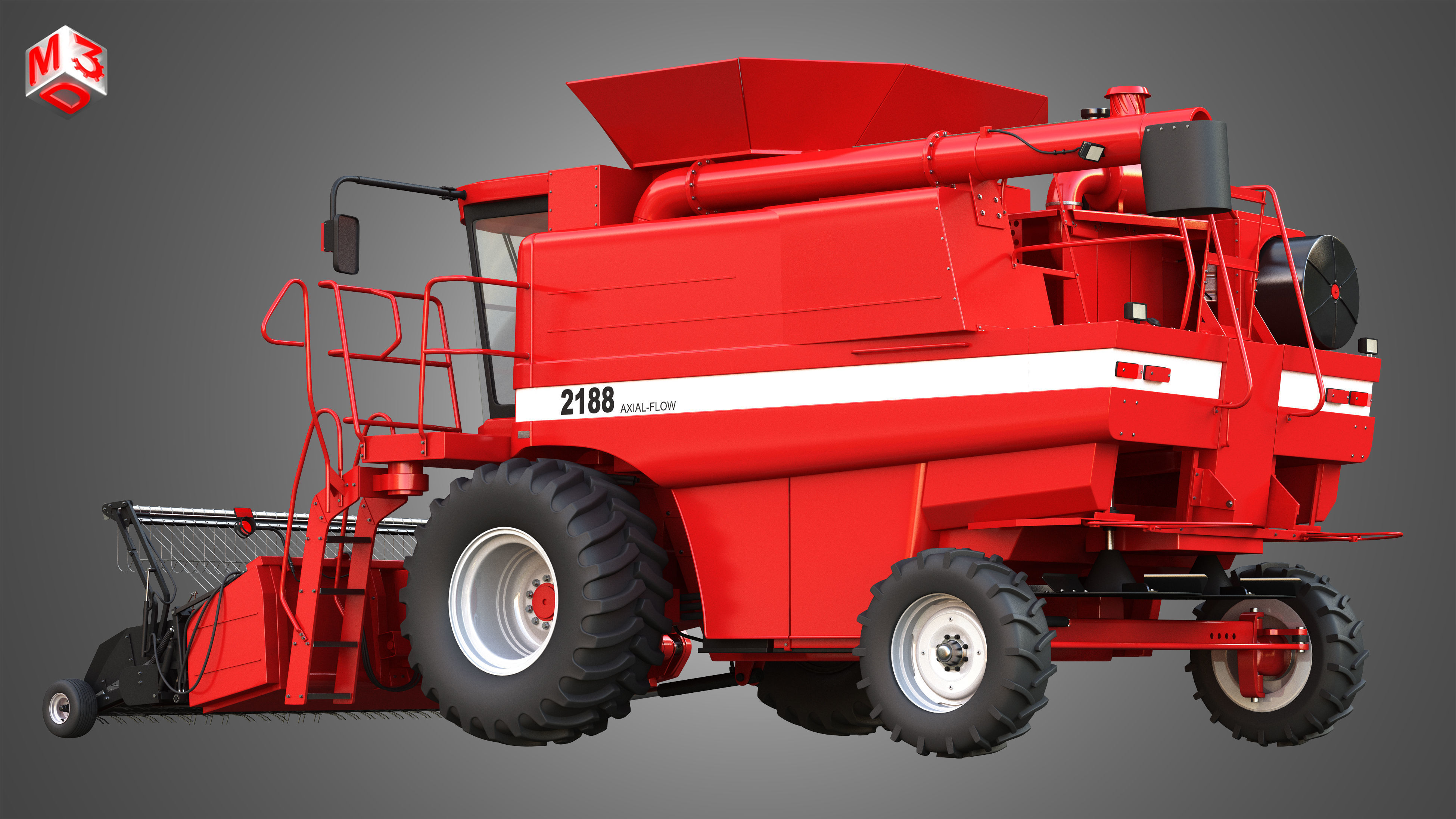IH 1688 Combine Harvester  - with Forage Harvester Head 3D model_9