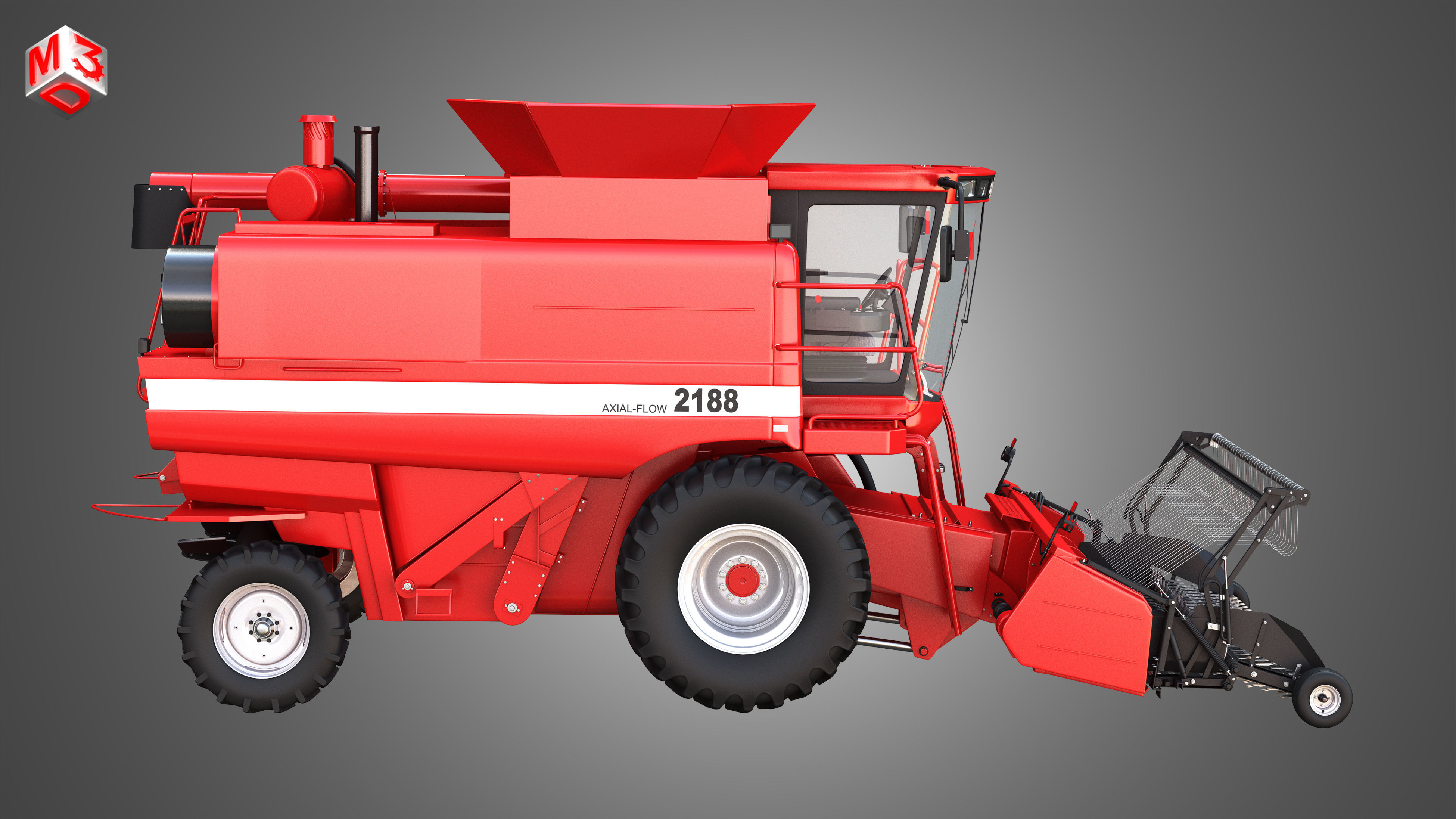 IH 1688 Combine Harvester  - with Forage Harvester Head 3D model_5