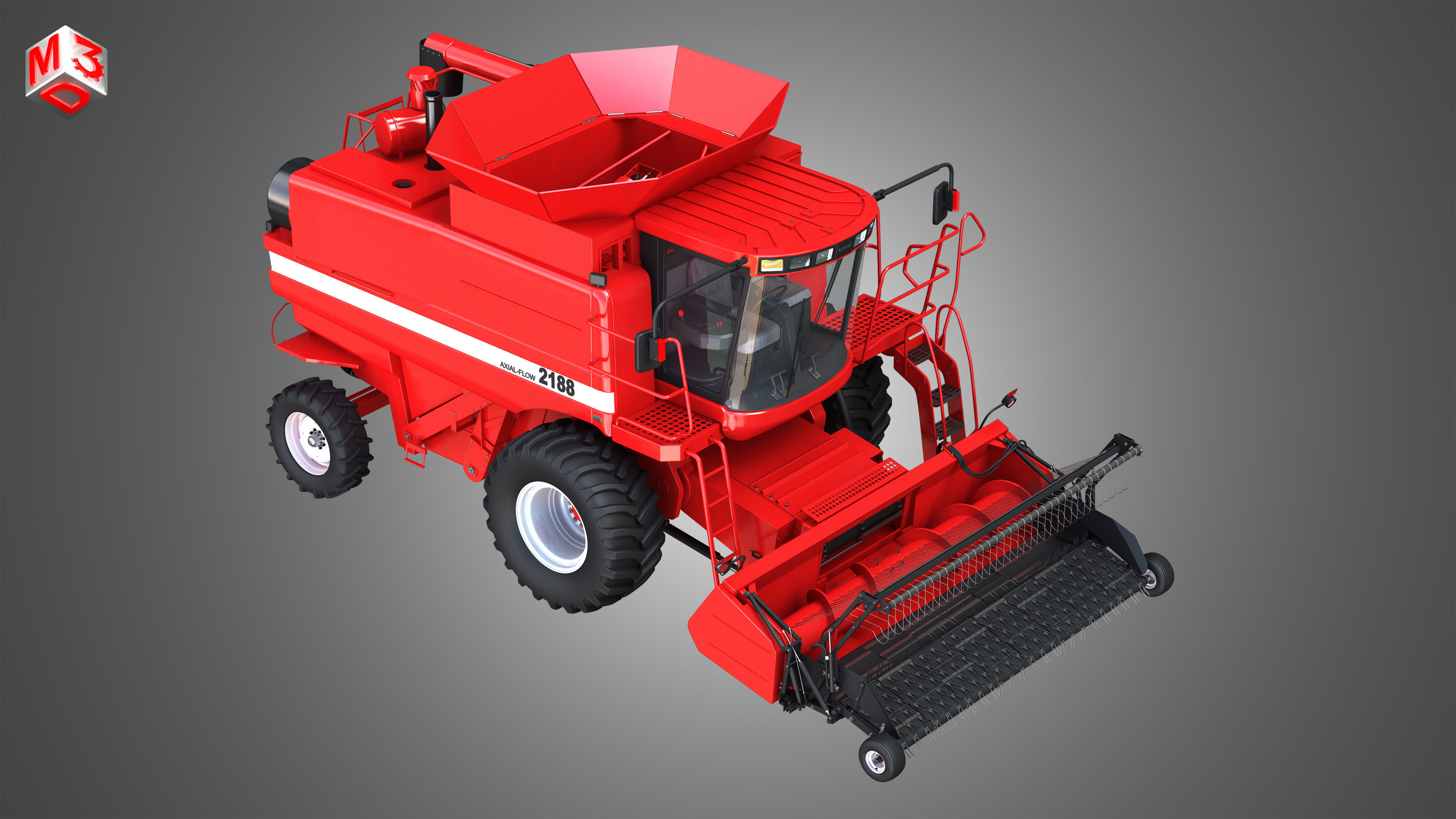 IH 1688 Combine Harvester  - with Forage Harvester Head 3D model_13